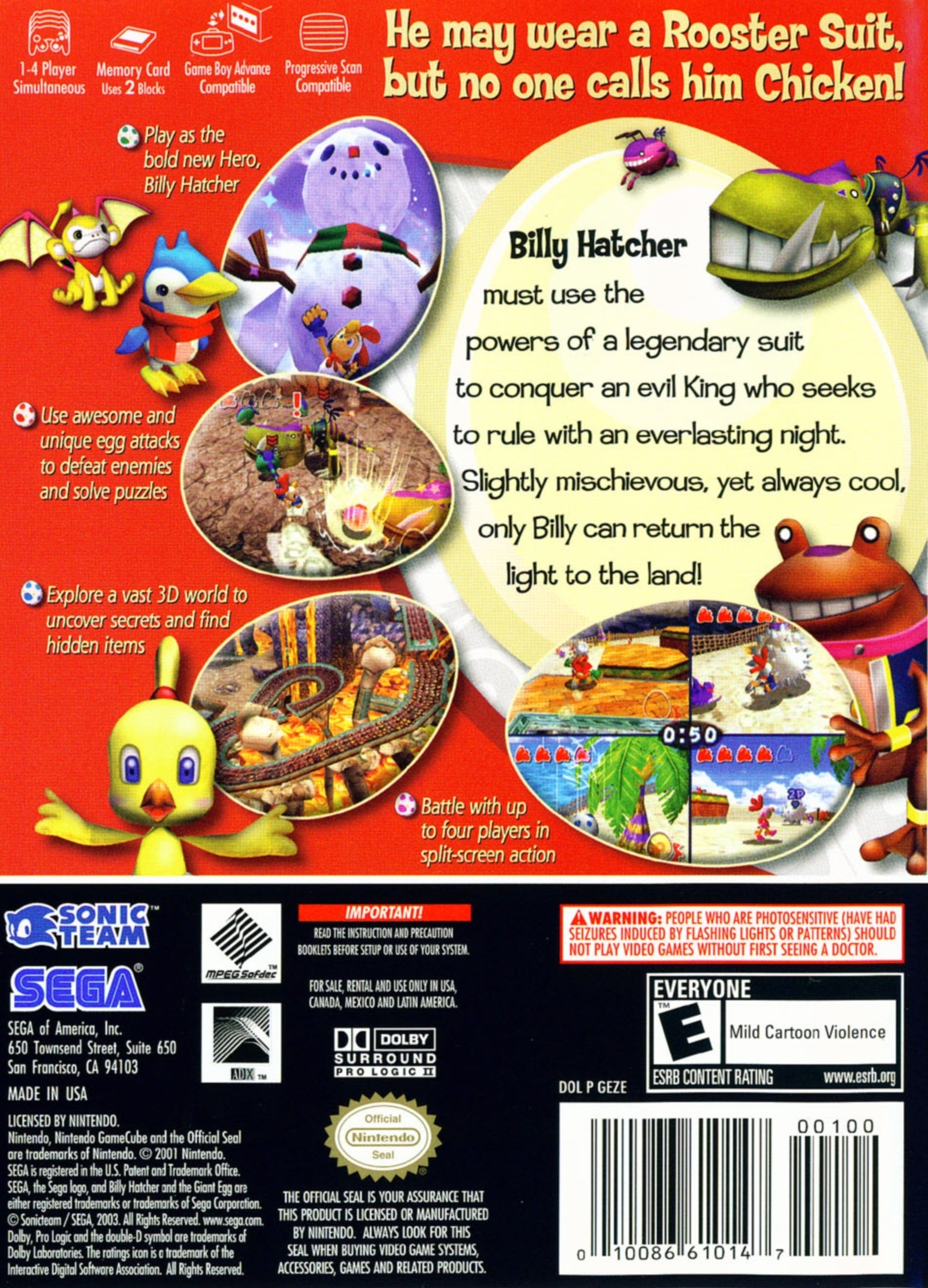 Billy Hatcher and the Giant Egg - Nintendo GameCube Adventure Game for Kids & Adults - Perfect for Family Game Nights & Retro Gaming Enthusiasts