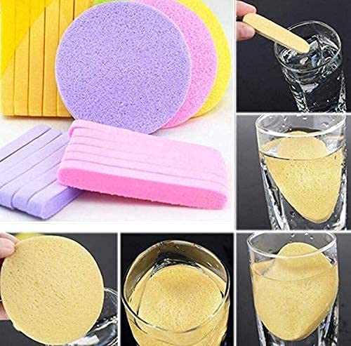 12 Pack Compressed Facial Sponges for Cleansing & Exfoliating | Gentle Makeup Remover Pads | Reusable Face Wash Sponges (Yellow) | Perfect for Daily Skincare & Travel