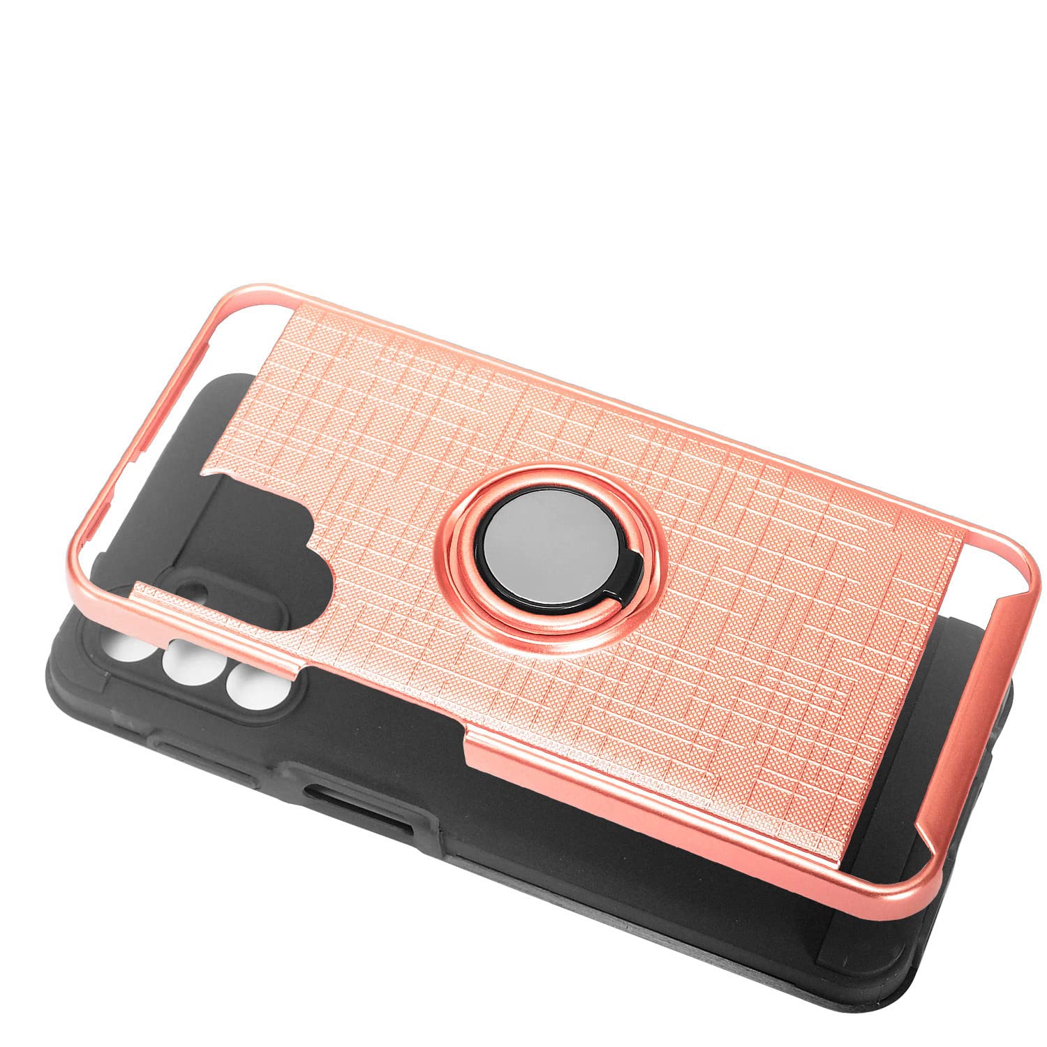 Premium Shockproof Phone Case with Ring Stand for Samsung Galaxy A13 5G (SM-A136) & A04S (SM-A047) - Rose Gold - Perfect for Hands-Free Viewing & Secure Grip