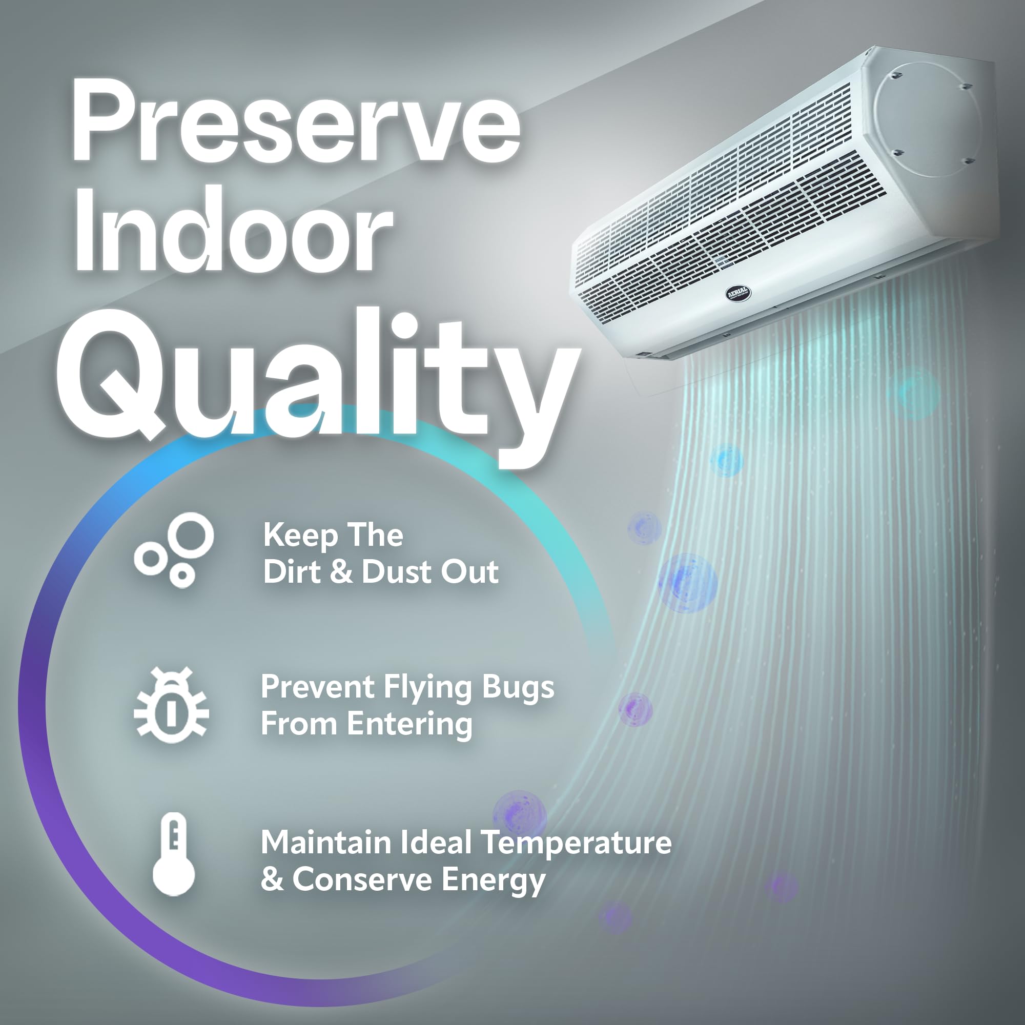 DuraSteel 40 Inch White Wall Mounted Air Curtain Fan - Heavy Duty Commercial Grade UL Certified Air Door with Magnetic Switch - Ideal for Restaurants, Retail Stores & Warehouse Entrances | Aerial Titan-1