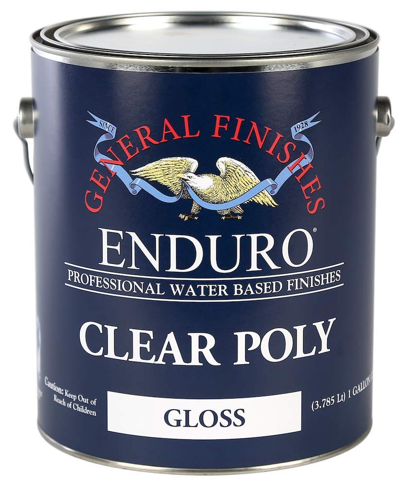 General Finishes Enduro Clear Poly Gloss Gallon - High Gloss Water-Based Polyurethane for Wood Floors, Furniture & Cabinets - Ideal for DIY Projects & Professional Woodworking Finishes