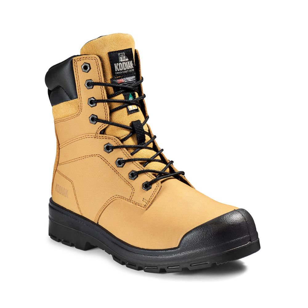 Kodiak Greb Men's 8 Steel Toe Work Boots - Safety Shoes for Construction, Warehouse & Outdoor Work - Wheat Brown Leather Work Boots KD0A4TH3FWE
