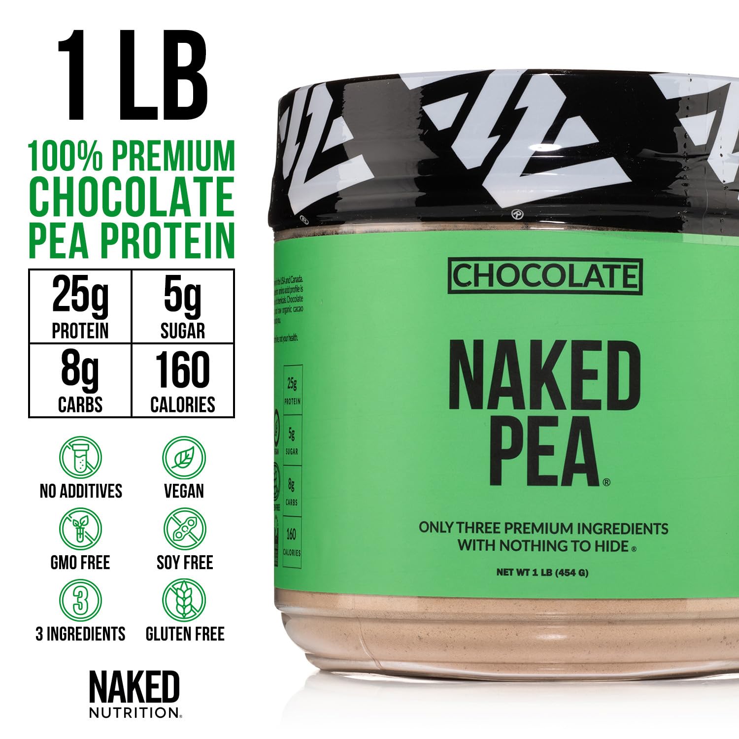 Premium Chocolate Pea Protein Isolate from USA Farms | Vegan, Gluten-Free, Soy-Free, Non-GMO Protein Powder (1LB) | Perfect for Smoothies, Baking & Post-Workout Recovery