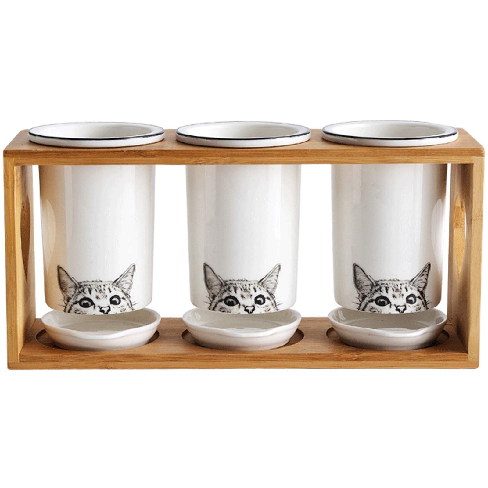 Portable 3-Tube Kitchen Utensil Caddy & Cutlery Drainer - Ceramic Utensil Holder for Chopsticks, Spoons, Forks - Compact Utensil Storage & Drying Rack for Countertop, Sink, or Cabinet Organization
