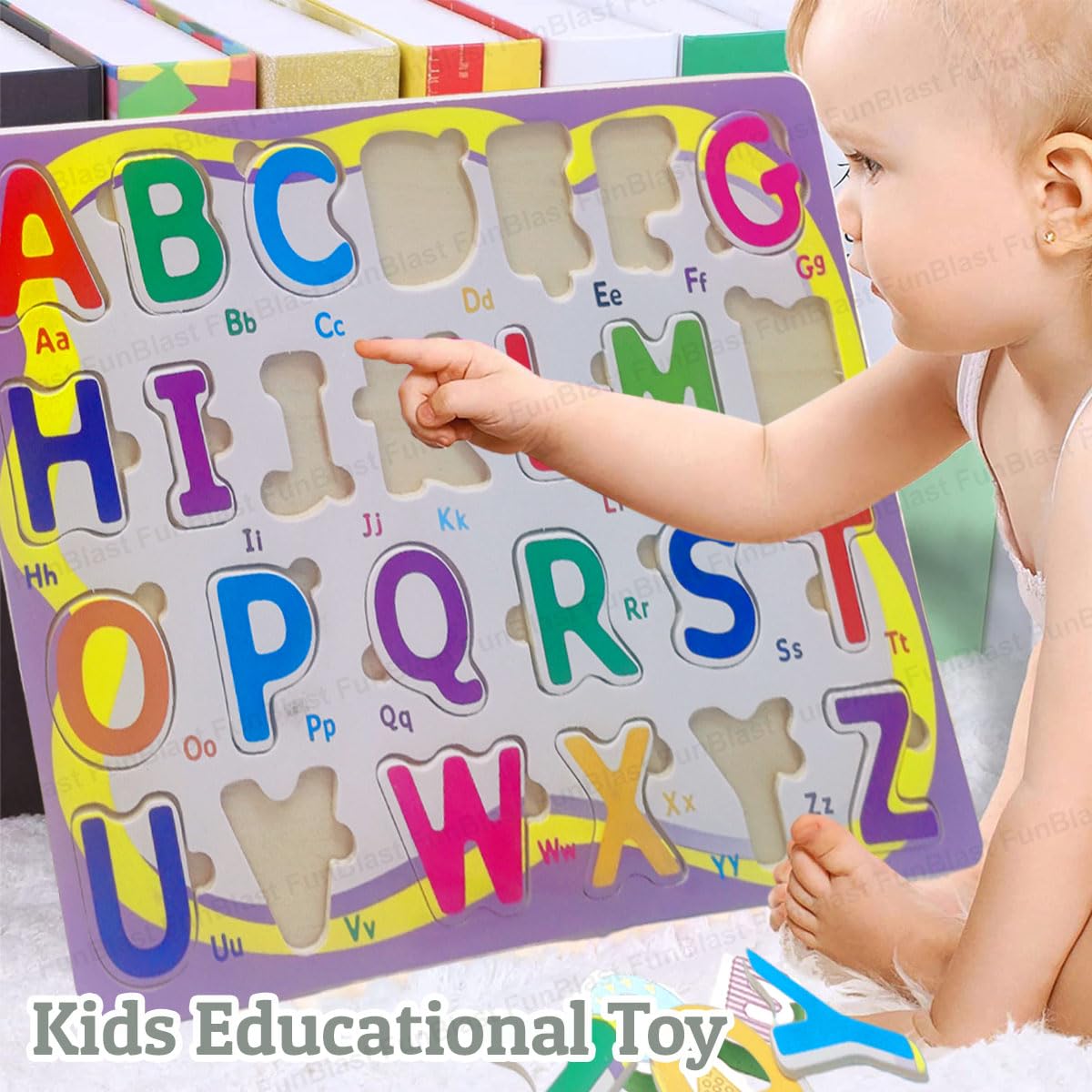 FunBlast ABC Learning Board - Montessori Alphabet Puzzle Toy for Kids 3+ Years | Educational Letter Learning Game for Toddlers & Preschoolers | Perfect for Homeschooling & Early Childhood Development
