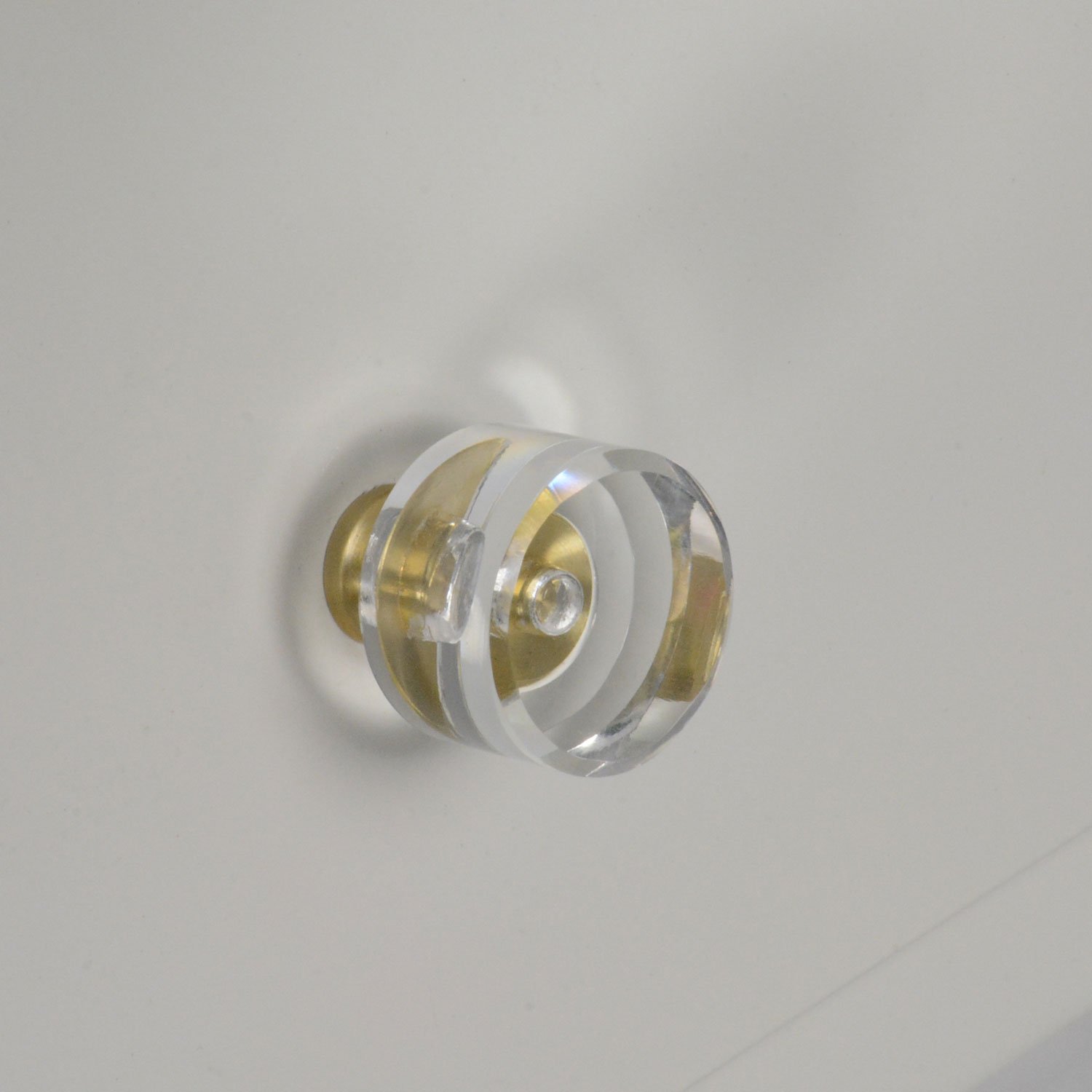 CKP #G-100 Elegant Glass Cabinet Knobs - 1-1/8 inch (29mm) Clear Glass with Satin Brass Base - 10 Pack - Perfect for Kitchen Cabinets, Dressers & Bathroom Vanities