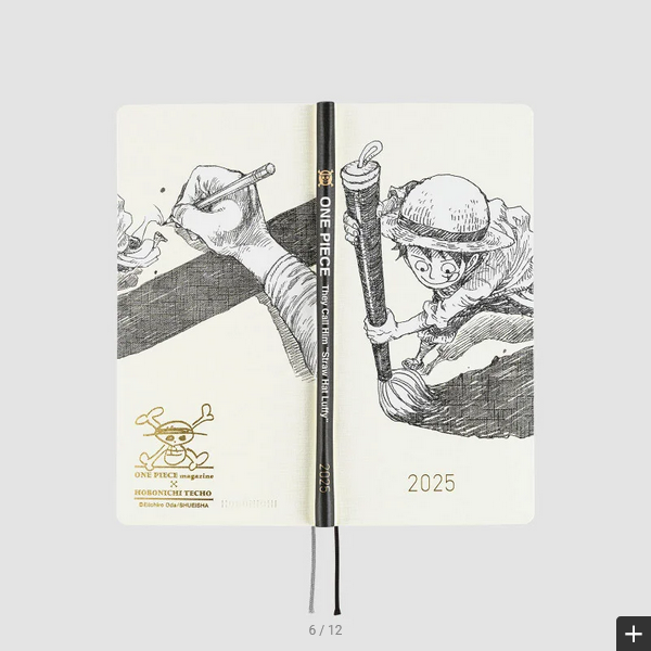 Hobonichi Techo 2025 ONE PIECE Planner - Straw Hat Luffy Ivory Hardcover Weekly Journal (English Edition) | January Start, Monday Format | Perfect for Anime Fans, Students & Office Organization