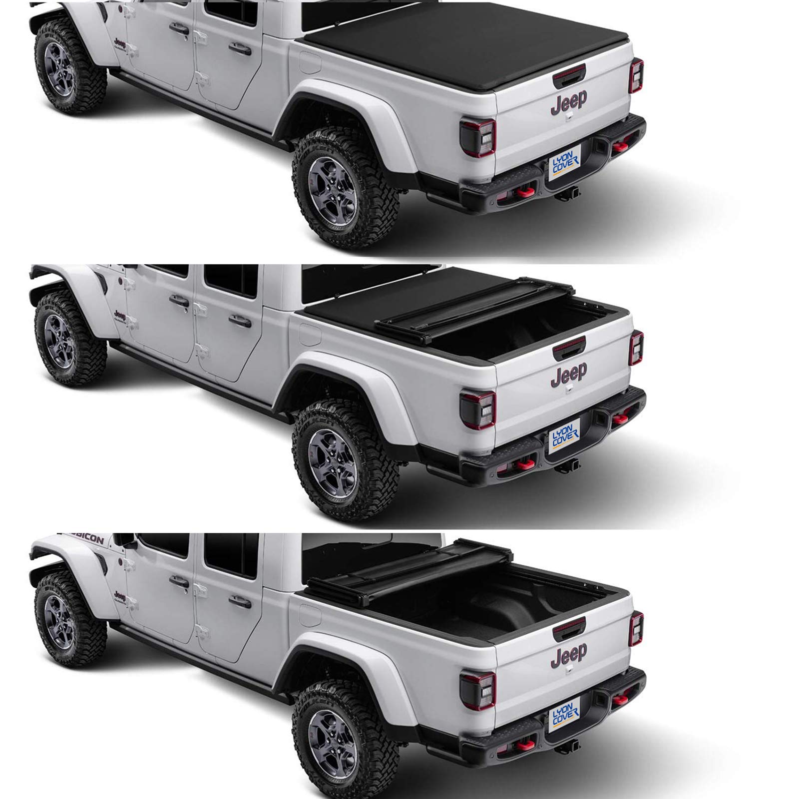 Lyon Soft Tri-Fold Tonneau Cover for 2020-2025 Jeep Gladiator JT Truck Bed | Fits Models With/Without Utili-Track System | Waterproof & Durable Protection for Cargo | Perfect for Camping, Road Trips & Outdoor Adventures