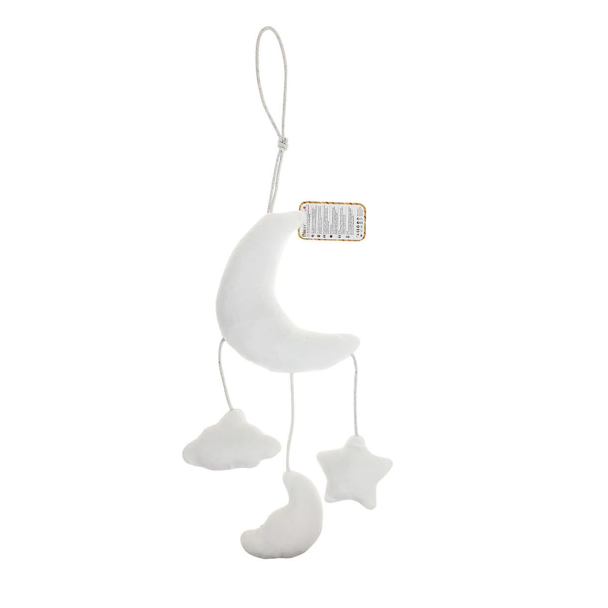 UPKOCH Soft Plush Hanging Rattle Toy with Music - White Baby Crib Mobile for Newborns & Infants | Nursery Decor, Sensory Play & Early Learning Development