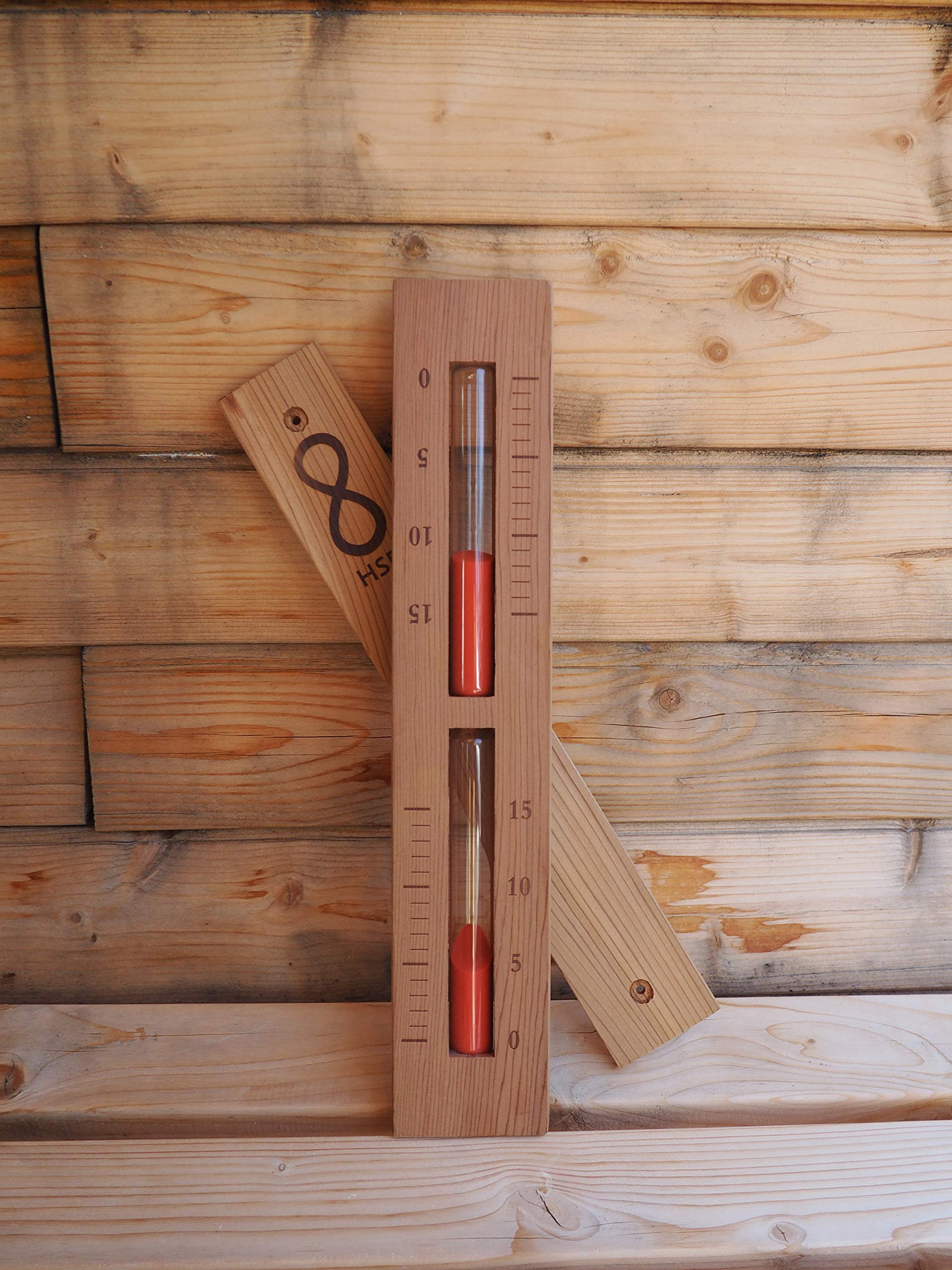 Premium HSE Cedar Wood Sauna Sand Timer - 15 Minute Countdown - Rust Red Sand - Perfect for Sauna, Spa, Yoga & Meditation Sessions