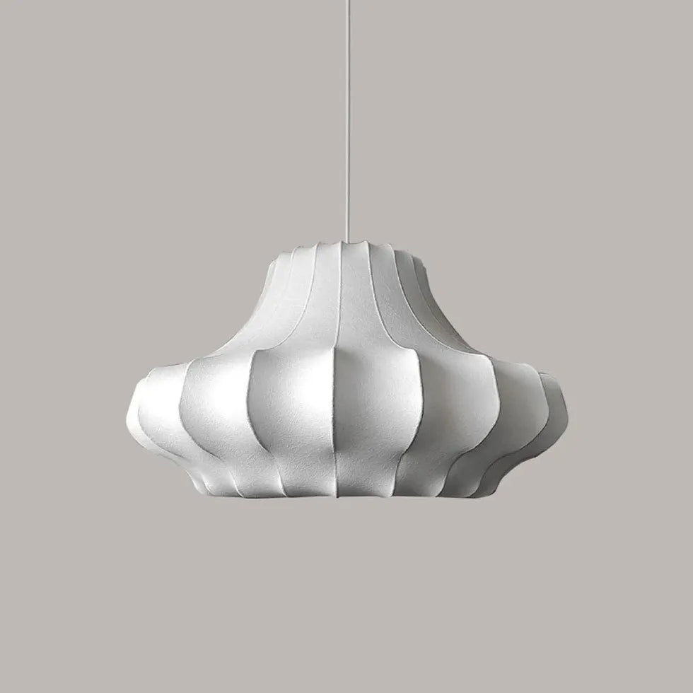Modern White Metal Silk Pendant Light - Elegant Ceiling Lighting for Dining Room, Kitchen, or Bedroom Decor
