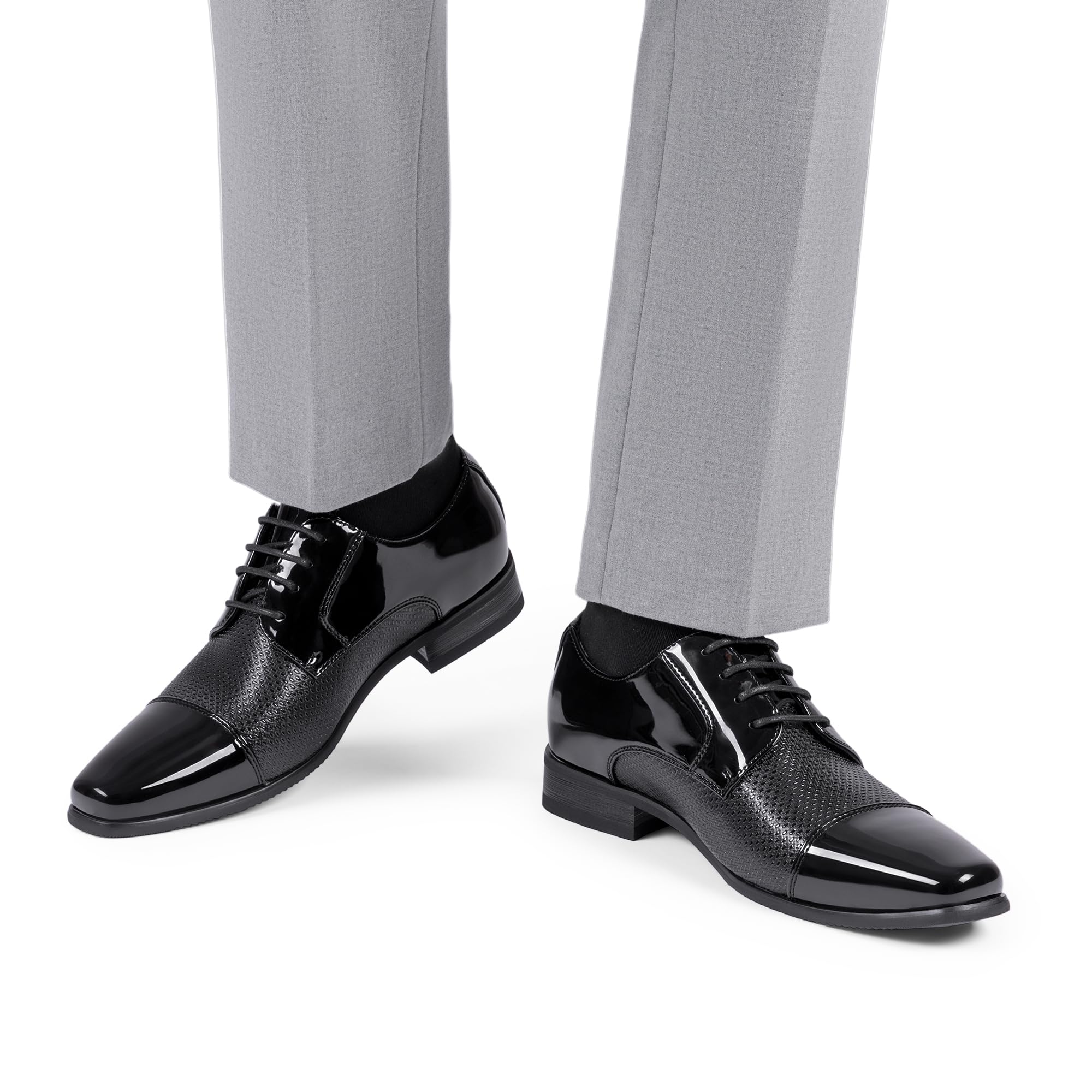 Bruno Marc Men's Patent Leather Tuxedo Dress Shoes - Classic Lace-up Formal Oxfords for Weddings, Prom & Business Events - Shiny Black Evening Shoes for Groom, Party & Special Occasions