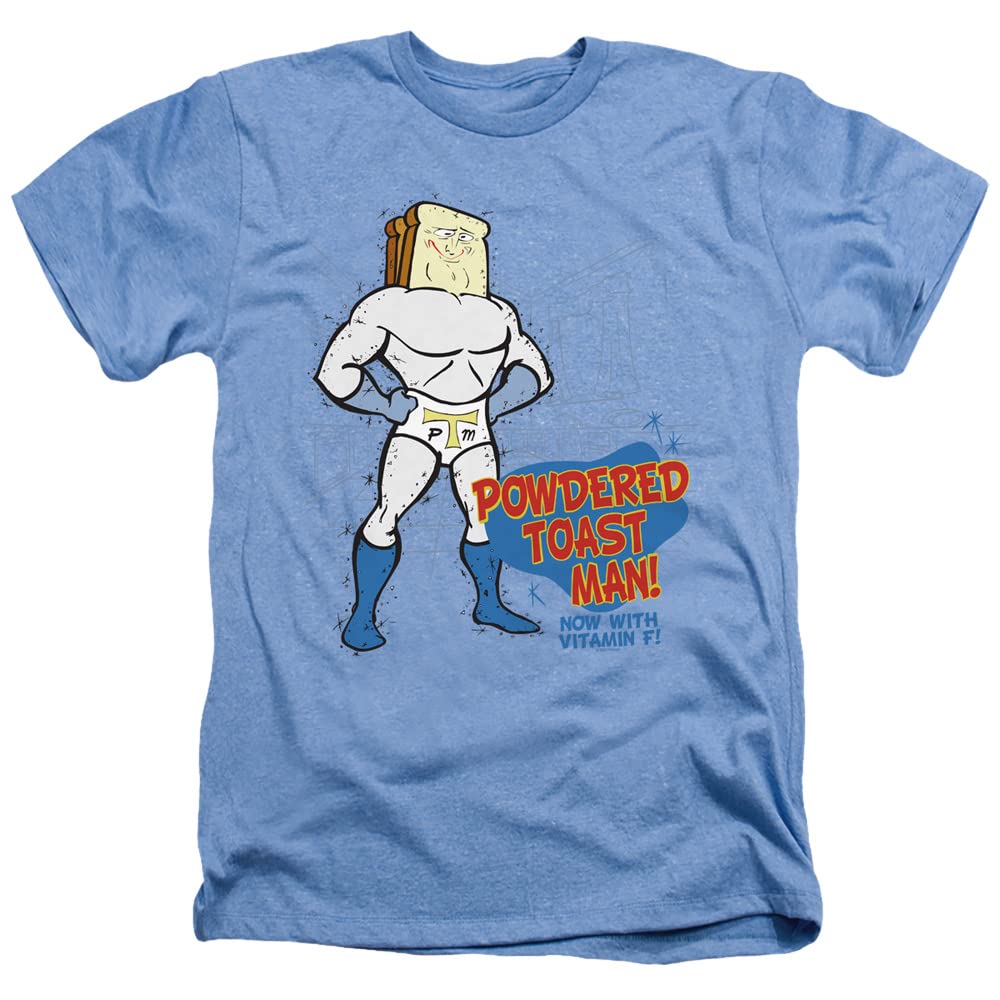 LOGOVISION Ren and Stimpy Powdered Toast Man Unisex Adult Heather T-Shirt | Vintage Cartoon Graphic Tee for Men & Women | Perfect for Cosplay, Casual Wear & 90s Nostalgia Fans