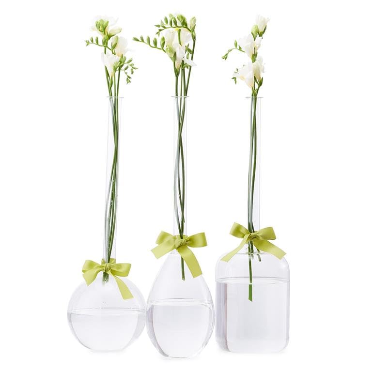 Elegant Sage Green Ribbon Vase Trio Set - Modern Home Decor for Living Room, Dining Table, Wedding Centerpiece & Gift Idea