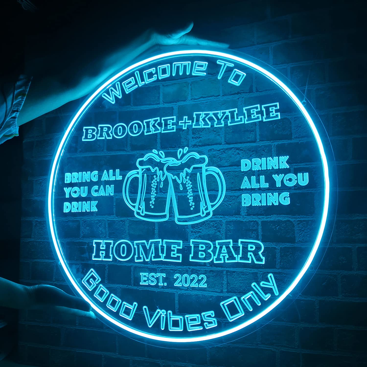 Custom LED Neon Bar Signs - Personalized Name Pub & Beer Cheers Wall Decor - 12