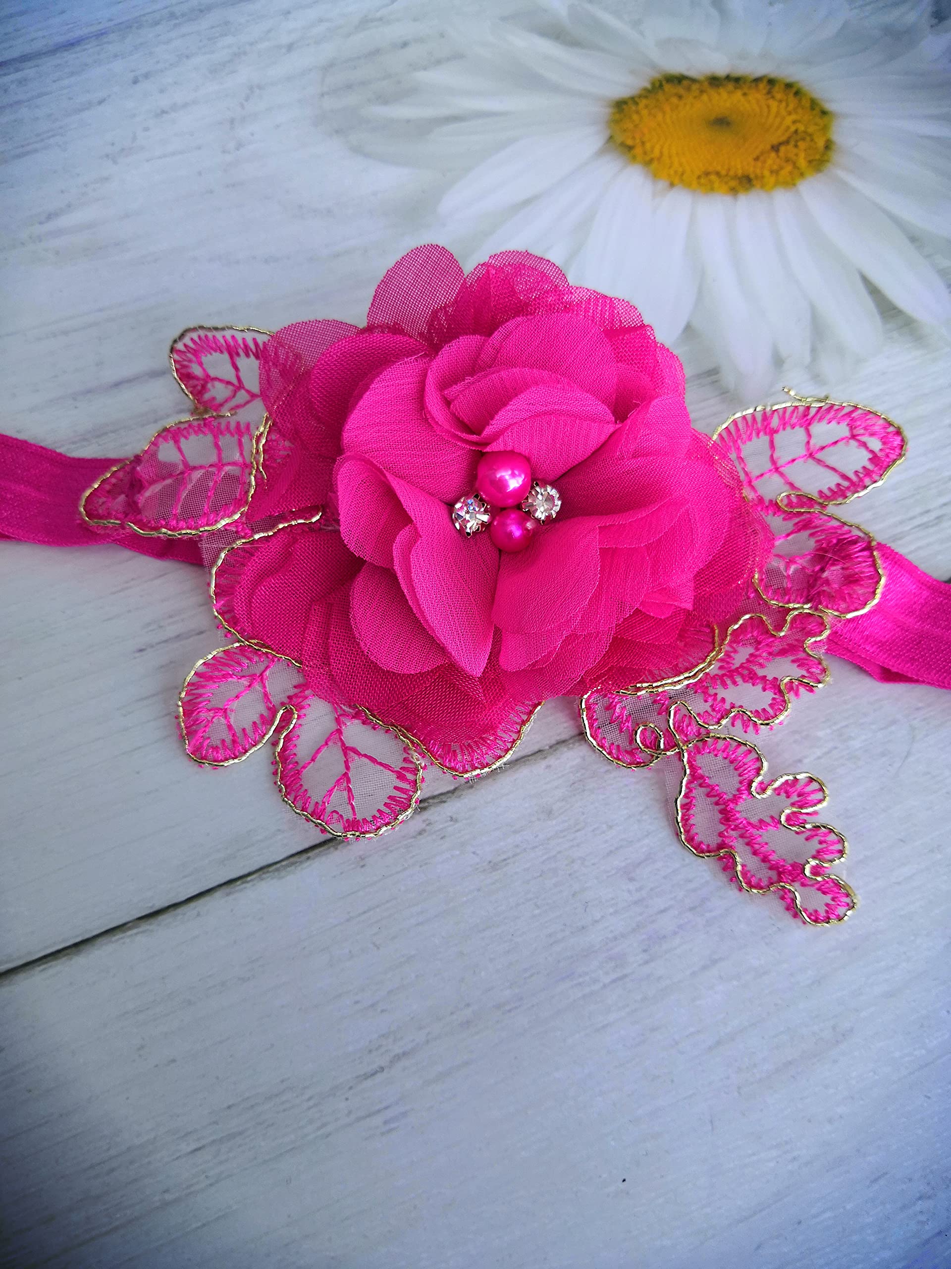 Elegant Wedding Garter for Bride - Pearl Embellished Bridal Garter Set, Single Garter for Weddings, Halloween & Special Occasions (Hot Pink) - Perfect for Bridal Showers, Bachelorette Parties & Photo Shoots