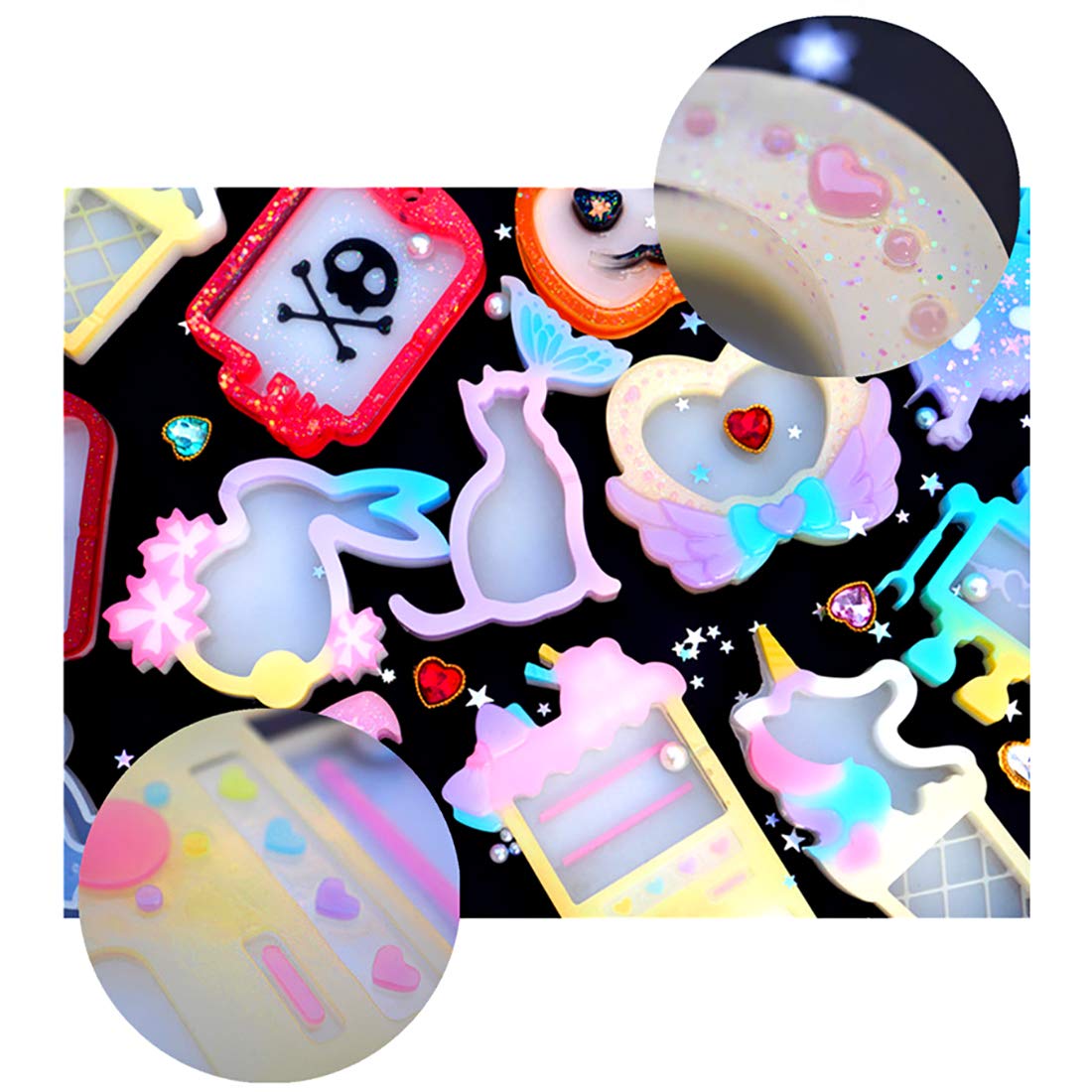 FineInno 12-Piece Silicone Shaker Molds Set - Pumpkin, Heart, Ghost & Cat Resin Molds for DIY Epoxy Crafts, Halloween Jewelry Making & Home Decor | Perfect for Resin Art, Pendant Making & Seasonal Decorations