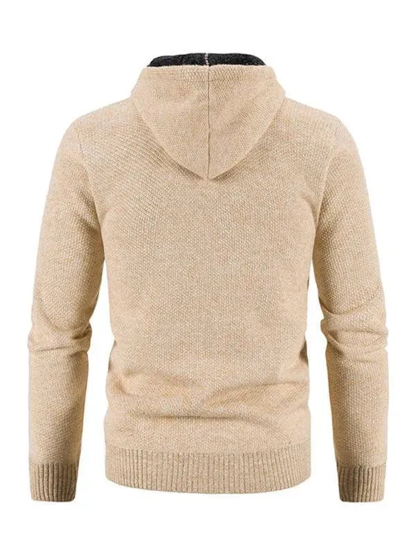 Men's Hooded Zipper Cardigan Sweater - Casual Warm Fleece Jacket for Fall & Winter - Perfect for Outdoor Activities, Work and Daily Wear