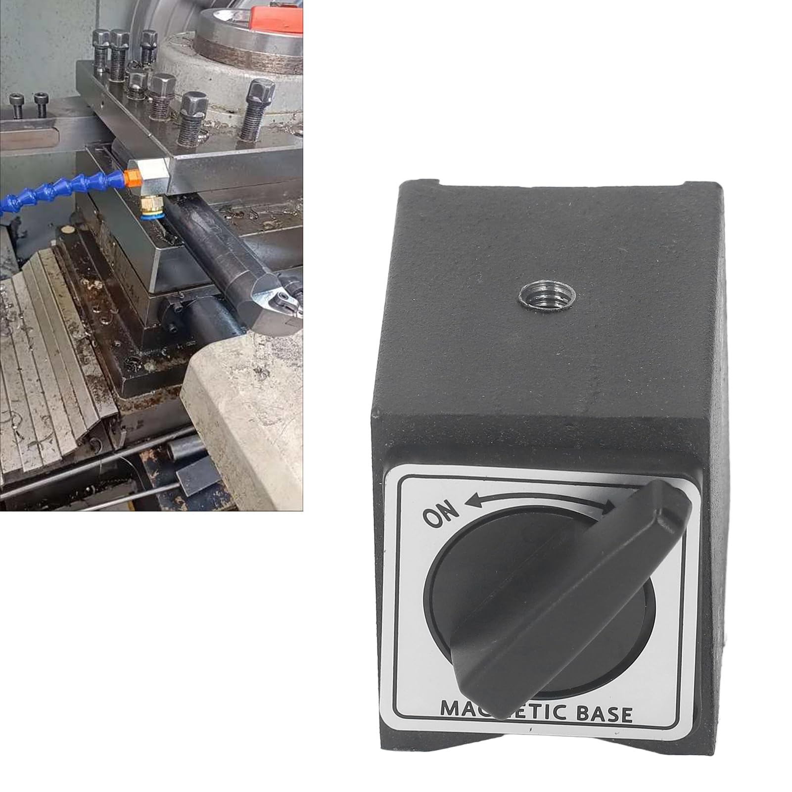 **33lb Magnetic Base Holder with M5 Threaded Dial - Heavy Duty Magnetic Stand for Digital Dial Indicator Gauge, On/Off Switch & Secure Holding Power - Perfect for Precision Machining, Woodworking & Metalworking**
