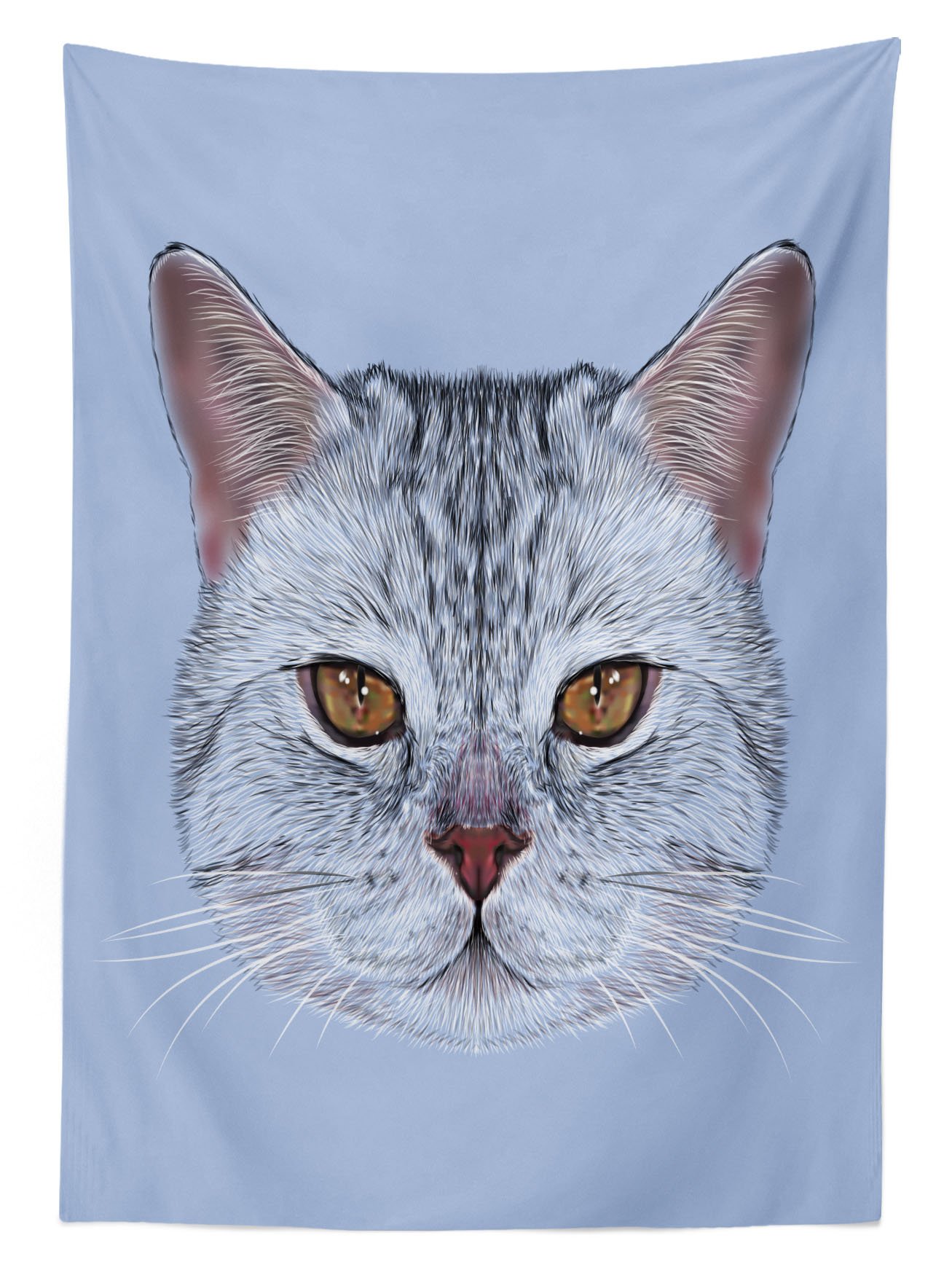Ambesonne Cat Themed Outdoor Tablecloth - Scottish Straight Kitty Portrait Pet Companion Design, Washable Picnic Table Cover 58