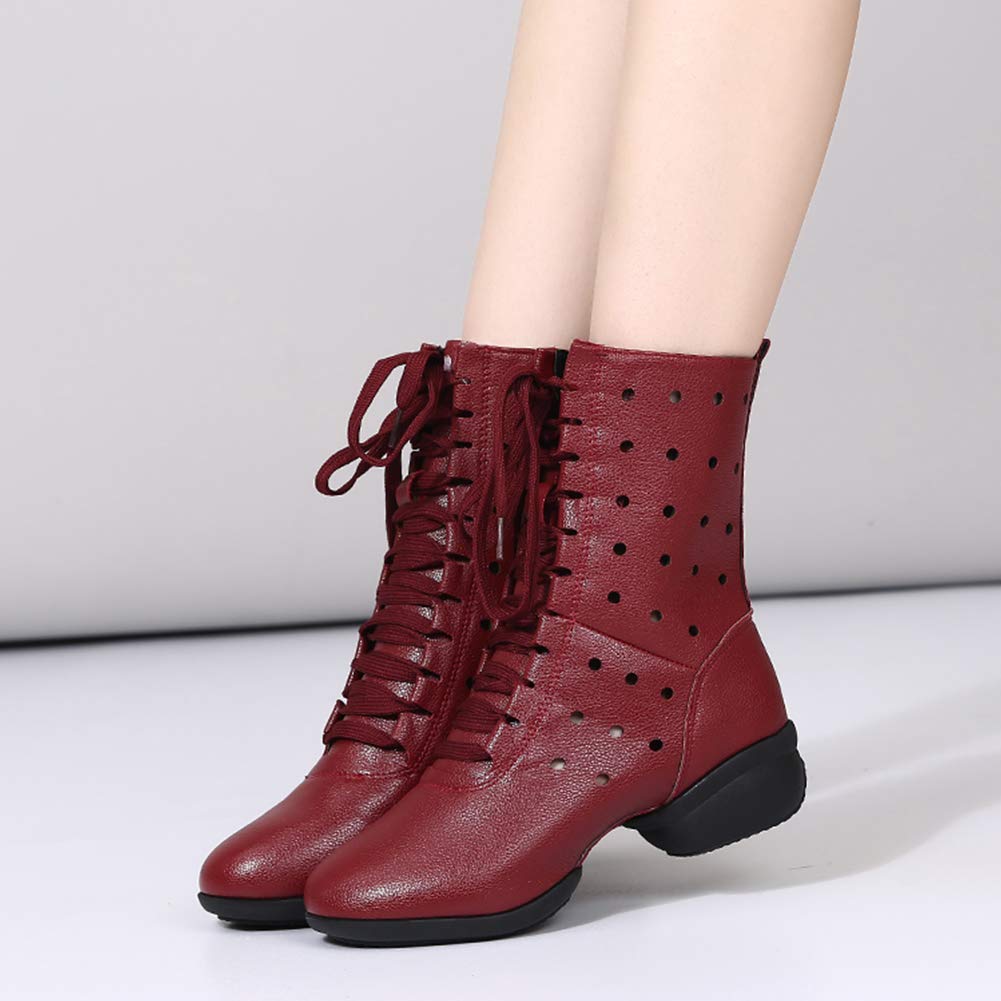 Hipposeus Women's Lace Up Jazz Dance Shoes - Closed Toe Ballroom Salsa Booties with Non-Slip Rubber Sole | Perfect for Latin Dance, Swing, Tango & Practice
