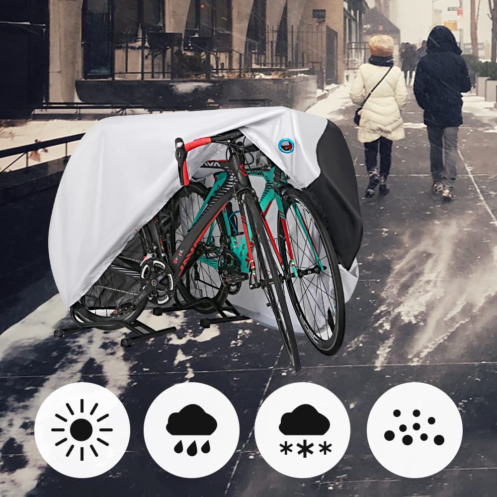 Waterproof Bike Cover for 2-3 Bicycles - Outdoor Mountain & Road Bike Cover with Lock Hole | Perfect for Garage Storage, Travel & Weather Protection