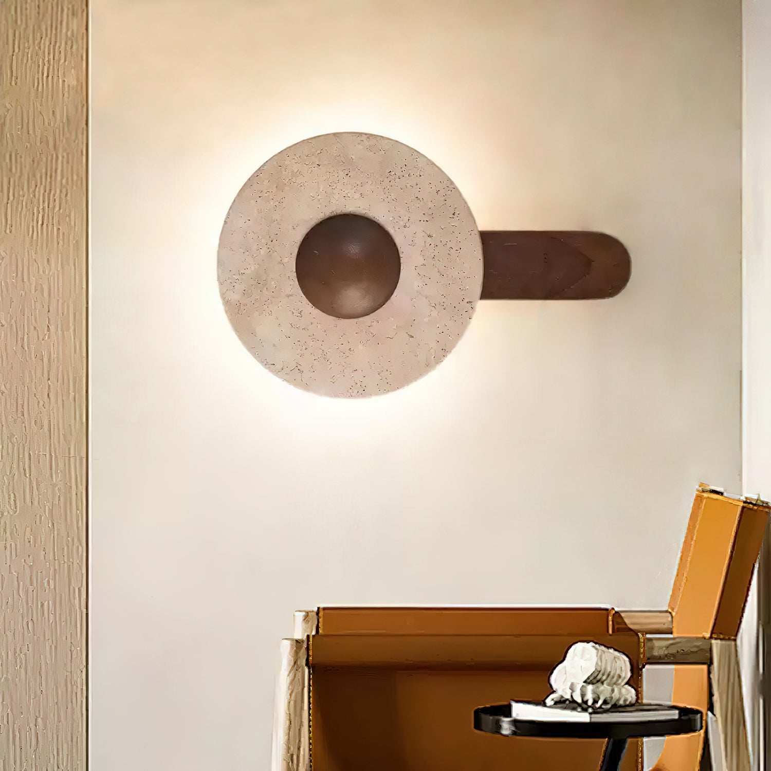 Lunar Wood Wall Lamp - Modern Moon Shaped Night Light for Bedroom, Living Room, and Nursery - Energy Efficient LED Ambient Lighting for Home Decor