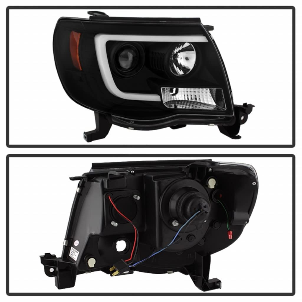 Toyota Tacoma 05-11 Spyder Projector Headlights with LED DRL Light Bar - Black (Pair) | 5084514 | Upgrade for Off-Road & Night Driving