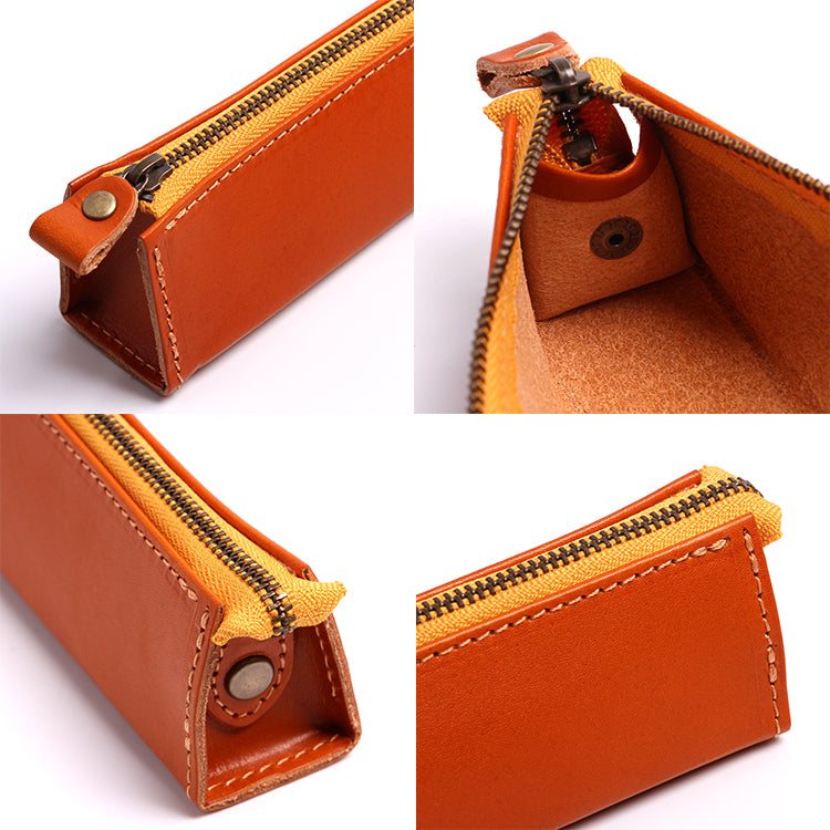 Premium Tochigi Leather Pencil Case - Handcrafted Japanese Genuine Leather Pen Holder for Students & Professionals - Perfect for Office, School & Travel Organization