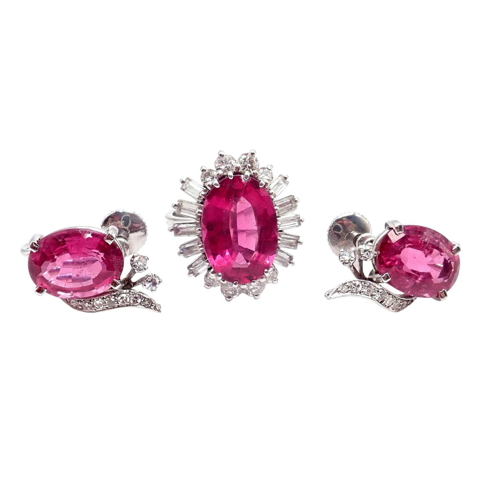 Authentic H. Stern 18k White Gold Diamond & Pink Tourmaline Ring & Earrings Set | Luxury Jewelry Gift for Women | Perfect for Weddings, Anniversaries & Special Occasions