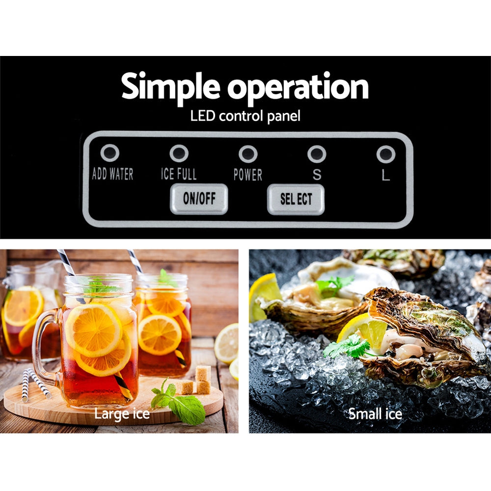 Devanti 2L Portable Ice Maker Machine for Home, Bar & Countertop - Fast & Easy Ice Cube Production - Perfect for Cocktails, Beverages & Parties