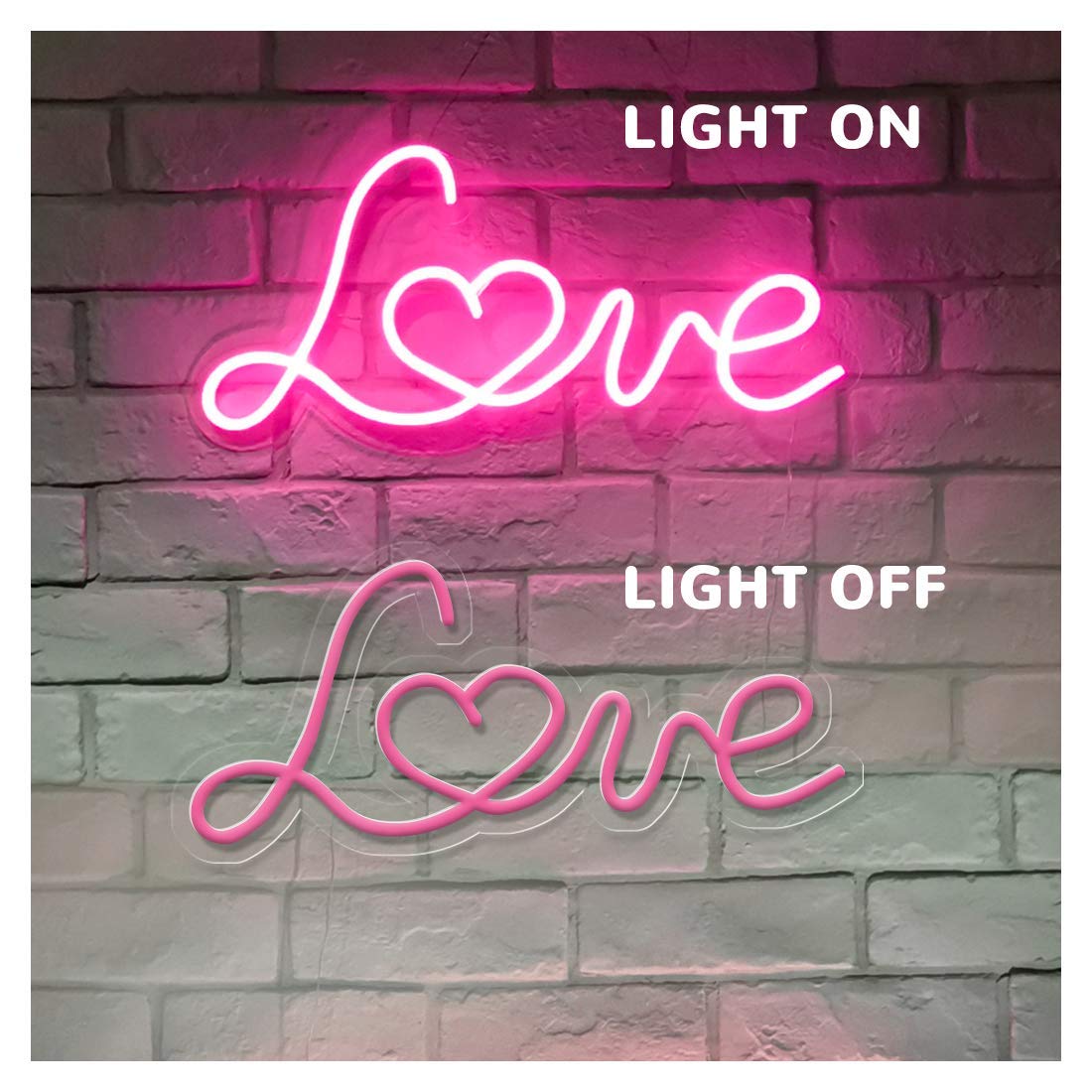 Britrio LED Neon Light Sign - Pink Love Wall Decor for Bedroom, Living Room, Home - Perfect Gift for Women, Wife, Girlfriend - Valentine's Day, Christmas, Birthday - USB Powered 17”x8” Neon Night Light - Create Romantic Ambiance for Date Nights, Parties & Home Decor