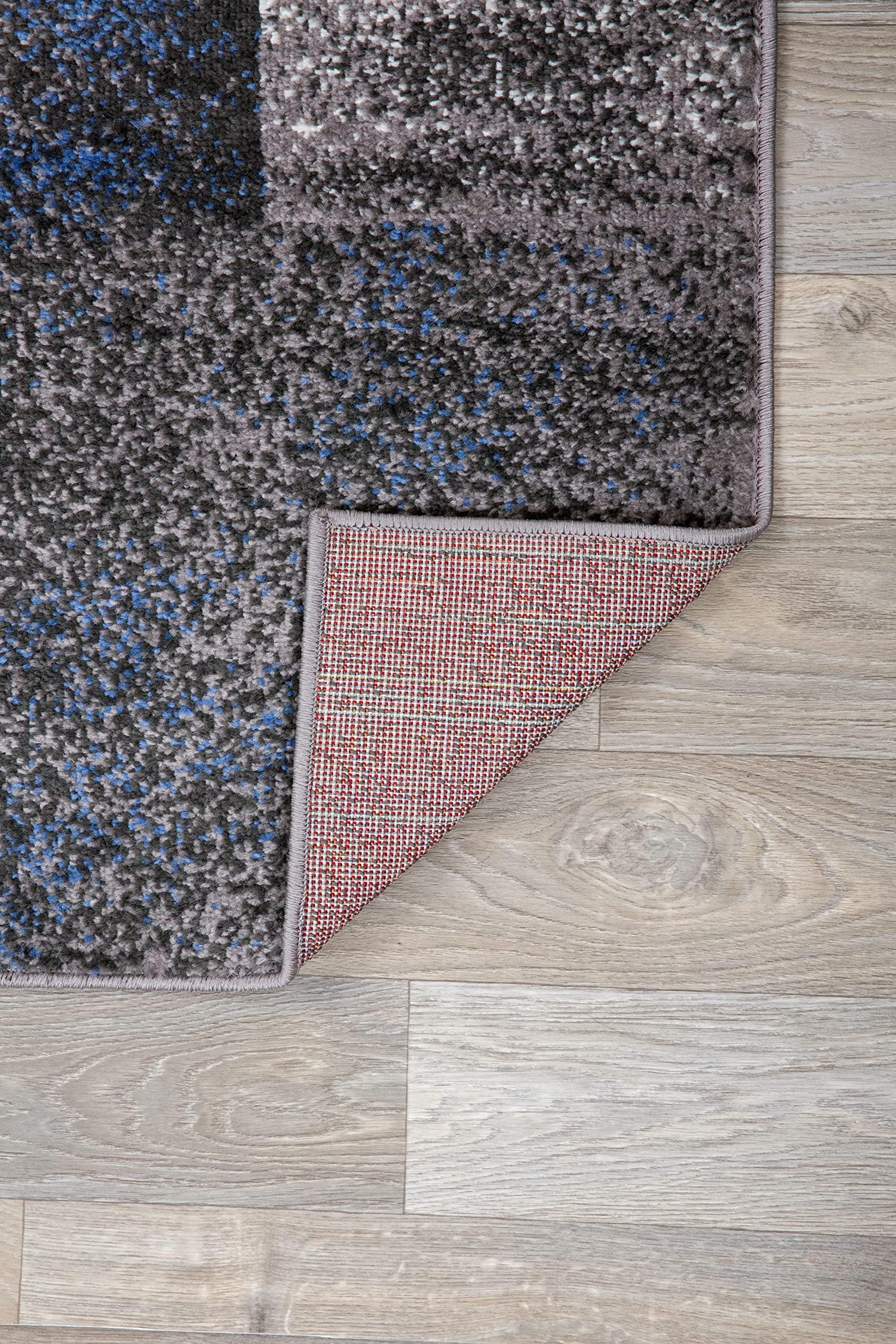 Distressed Boxes Blue Area Rug 2x3 Feet - Modern Farmhouse Decor for Living Room, Bedroom & Office - Soft Non-Slip Floor Mat
