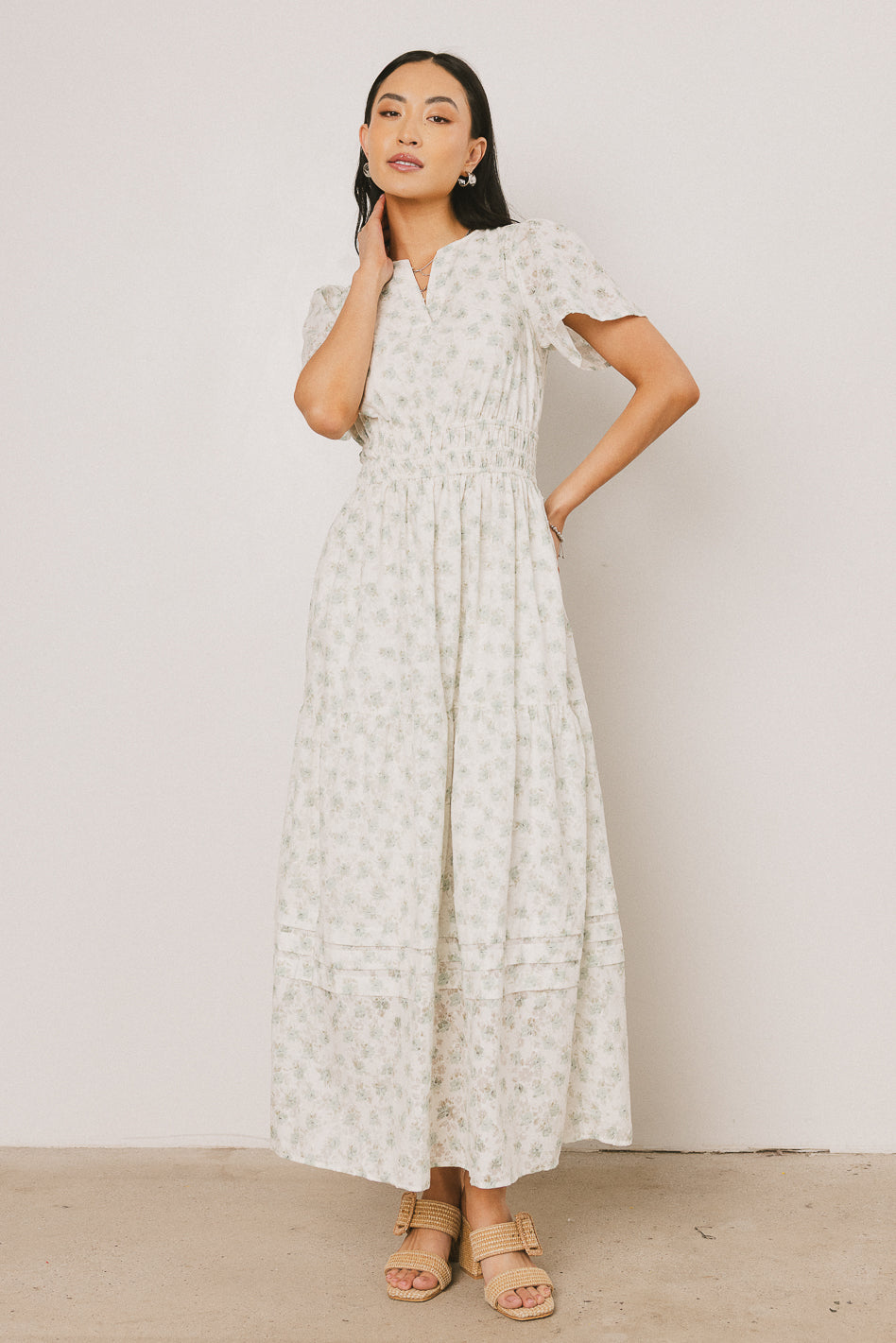 Arabelle Floral Maxi Dress for Women - Summer Boho Long Flowy Dress with Pockets - Perfect for Beach Vacations, Weddings & Date Nights