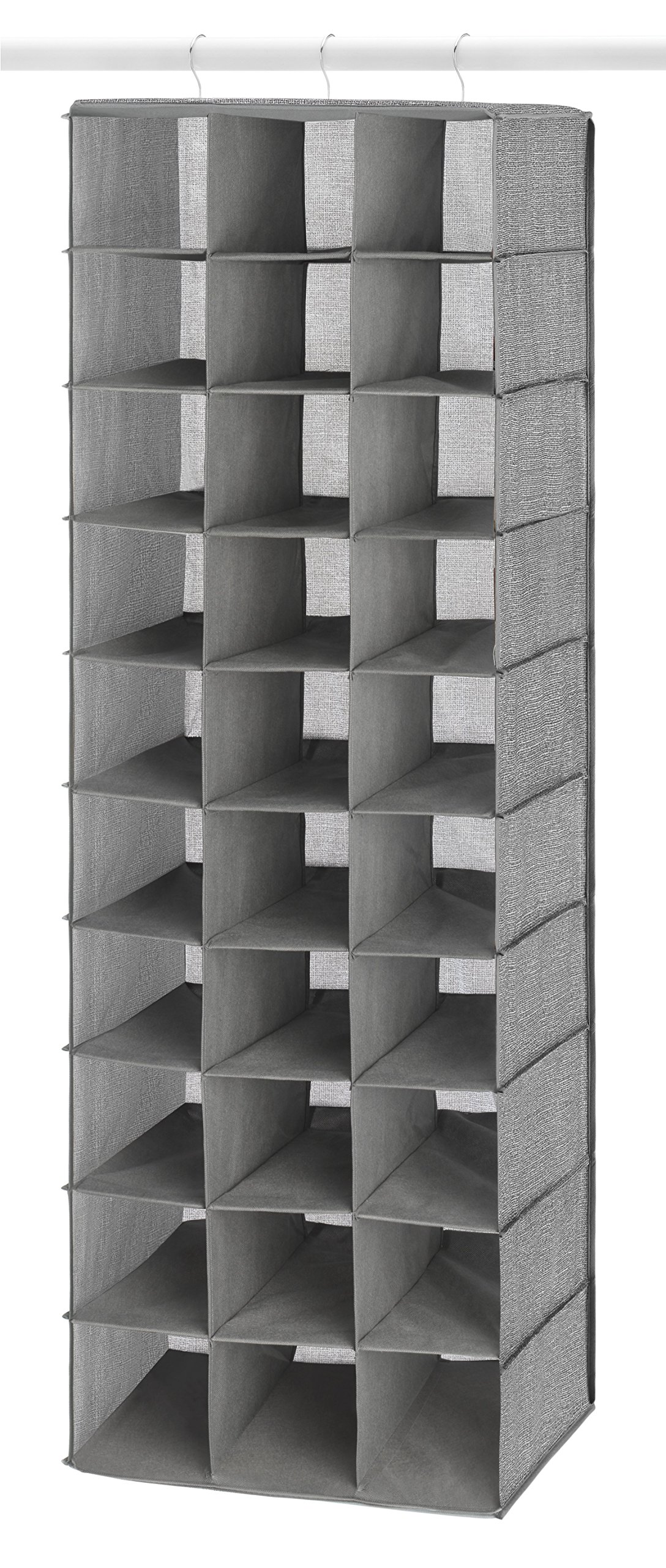 Whitmor 30-Section Hanging Closet Organizer - Space Saving Breathable Fabric Shoe Storage for Bedroom, Laundry & Dorm - Crosshatch Gray - Perfect for Small Spaces, Closet Organization & Shoe Storage Solutions
