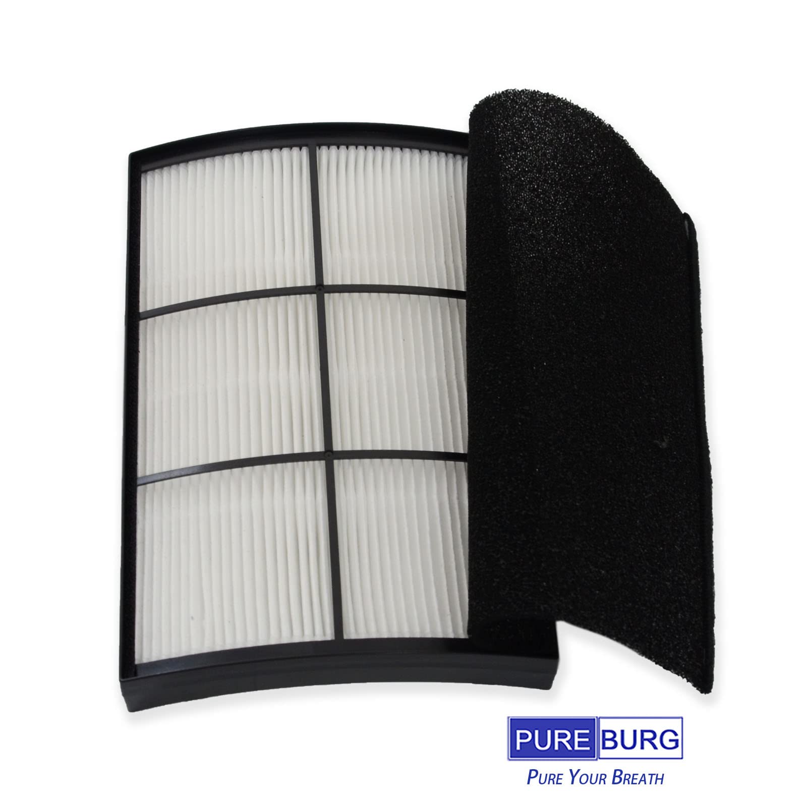 PUREBURG PECOMFIL H13 HEPA Air Purifier Replacement Filter Kit (2-Pack) - Compatible with PureZone Breeze Tabletop Air Purifier PECOMPAP - Includes 4 Activated Carbon Pre-Filters for Home, Office & Bedroom Air Purification