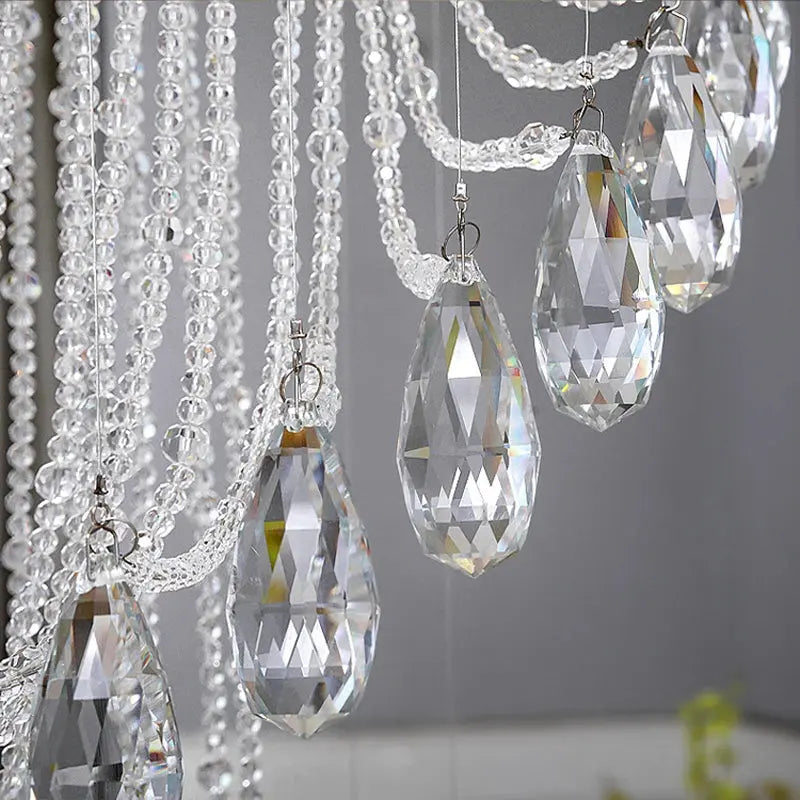Modern Spiral Crystal Staircase Ceiling Chandelier - Elegant Lighting Fixture for Dining Room, Living Room & Entryway - Dimmable LED Chandelier for Home Decor & Wedding Venues