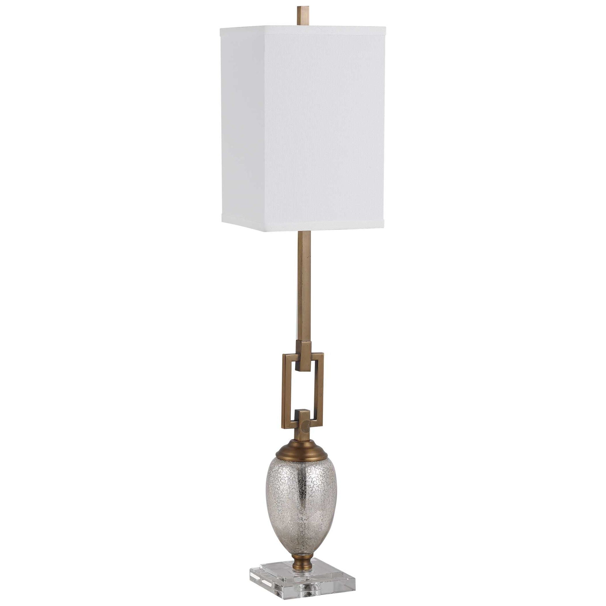 Copeland Glass Buffet Lamp with Mercury Finish - Elegant Table Lamp for Dining Room, Living Room, or Bedroom Decor
