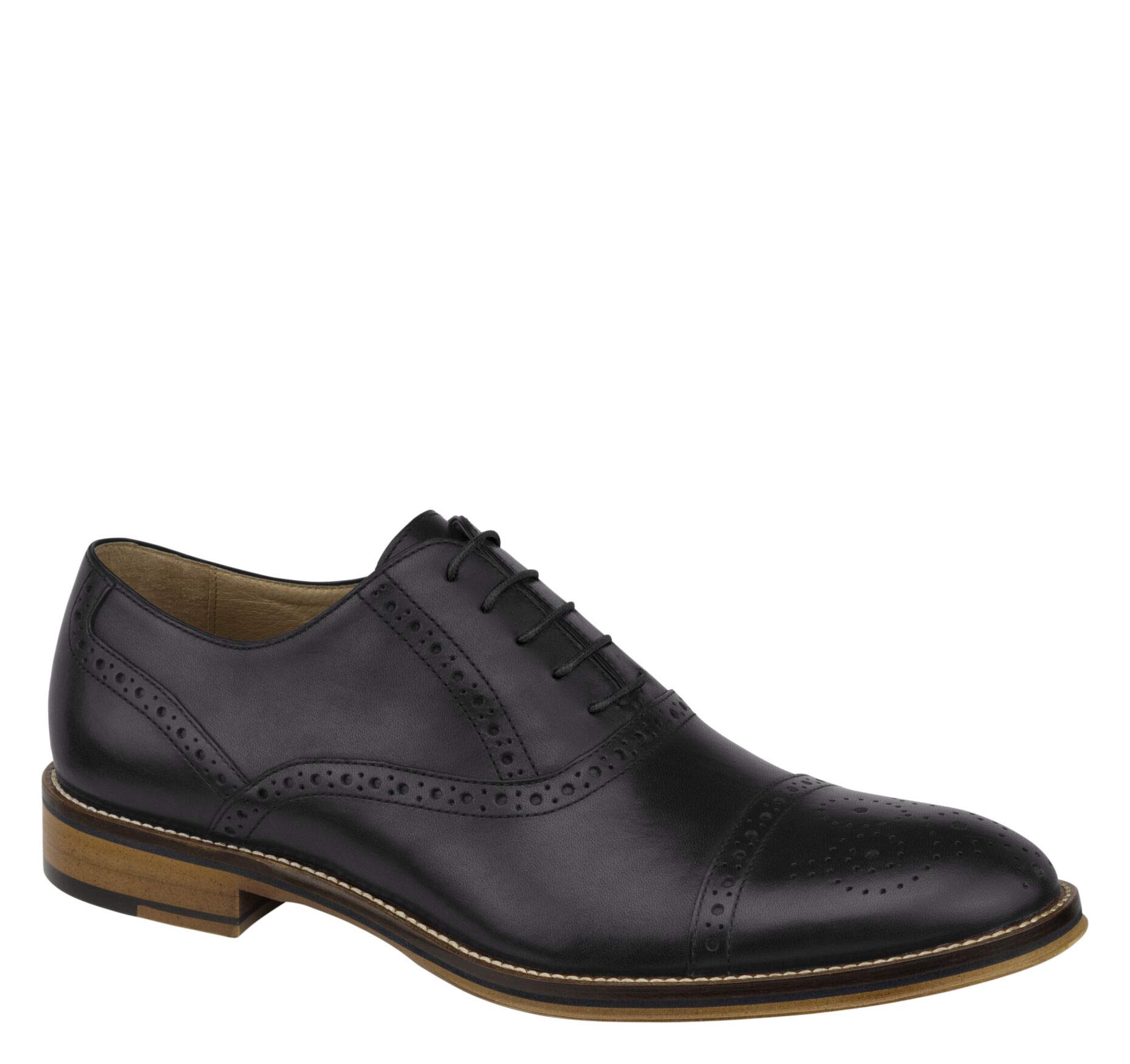 Johnston & Murphy Men’s Conard Cap Toe Dress Shoes - Hand-Burnished Leather Oxfords with Durable Rubber Sole for Business, Office & Formal Occasions