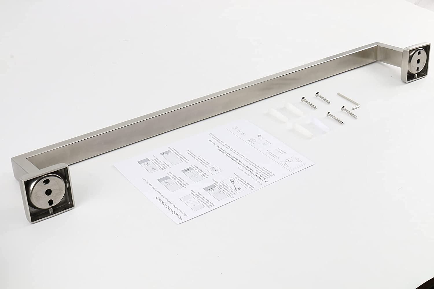 Premium SUS304 Stainless Steel Towel Rack - Heavy Duty Wall Mounted Bathroom Towel Holder with Square Base, Brushed Nickel Finish (33 Inch) - Perfect for Modern Bathrooms, Spas, and Luxury Home Decor