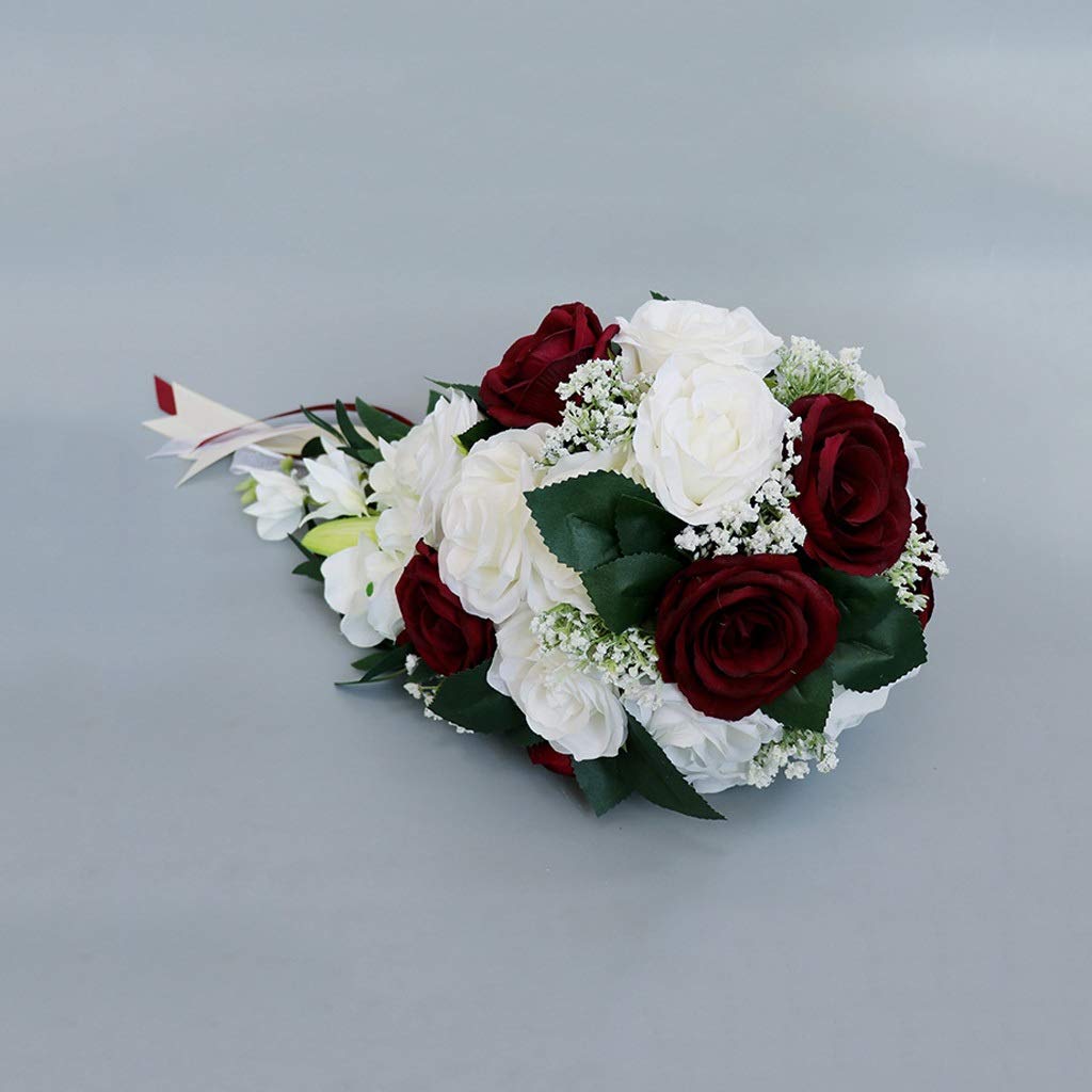 TWDYC Artificial Rose Bouquet - Waterfall Wedding Bridal Bouquet, Bridesmaid Flowers, Hand-Tied Floral Decor for Home, Holiday Party, European-Style Wedding Centerpiece Gift (Perfect for Weddings, Anniversaries & Home Decor)