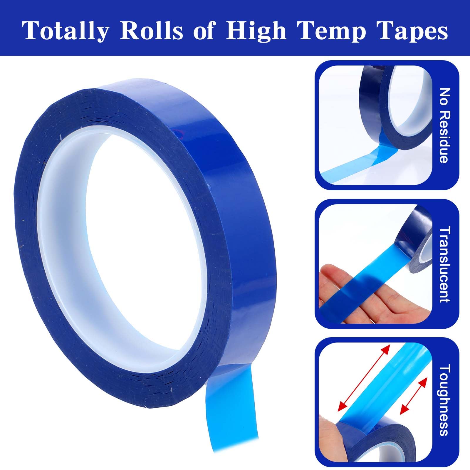Lusofie Heat Transfer Tape 20mm x 66m (217ft) - No Residue Adhesive Sublimation Press Tape for T-Shirts, Mugs & Electronic Soldering - High Temp Insulation Tape for Heat Press Machines (Blue)
