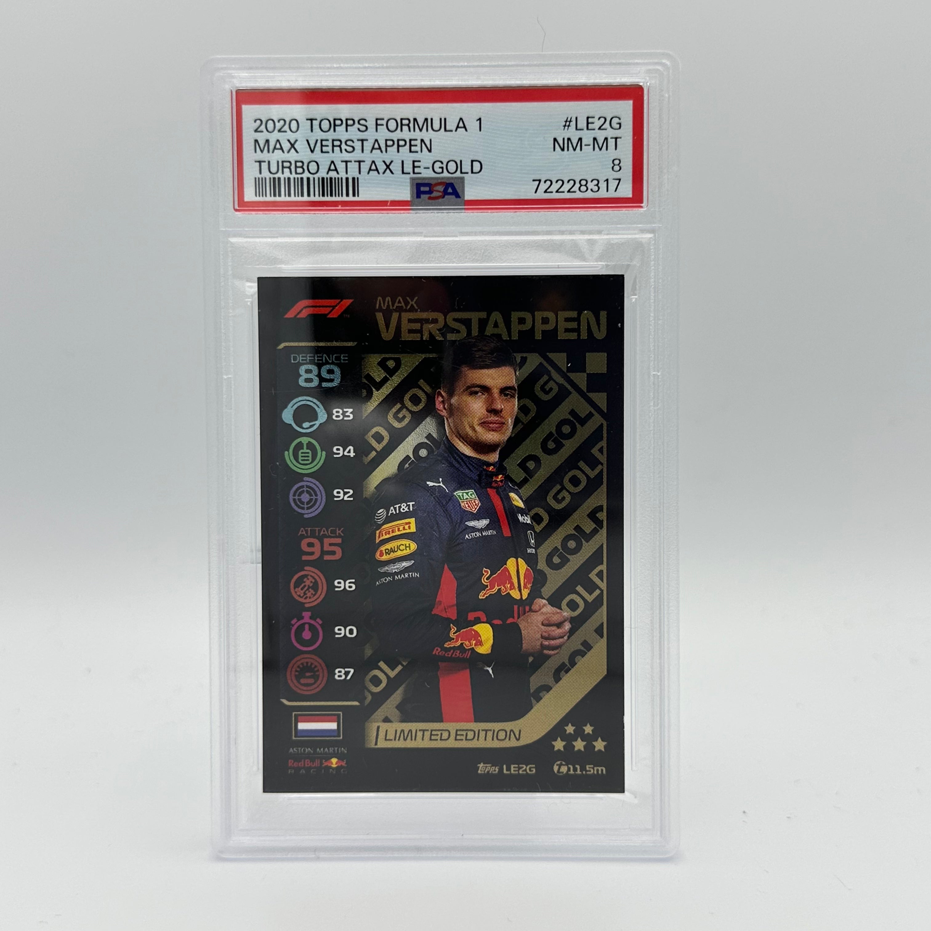 PSA 8 Graded MAX VERSTAPPEN #LE2G Limited Edition Gold Trading Card - Perfect for Collectors, Sports Memorabilia Enthusiasts & F1 Racing Fans