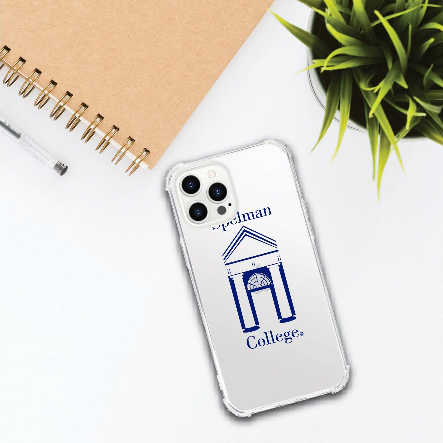 OTM Essentials Durable Phone Case for iPhone 13 Pro Max - Shockproof Tough Edge Protection, Classic White Design | Perfect for College Students at Spelman & Everyday Use