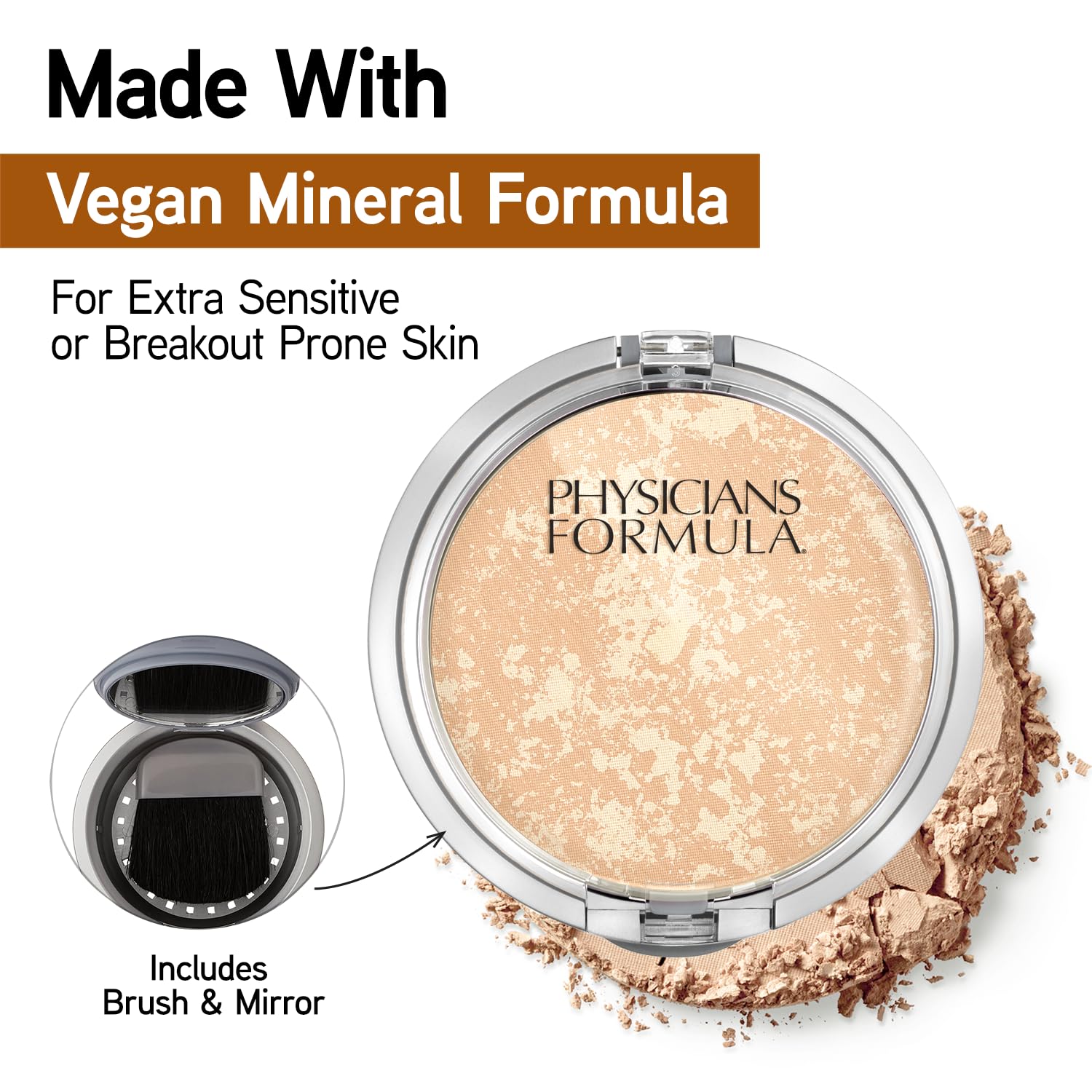 Physicians Formula Mineral Wear Pressed Powder - Translucent Loose Powder for All-Day Shine Control & Oil-Free Finish, 0.30 Ounce | Natural Makeup for Sensitive Skin | Perfect for Daily Wear & Touch-Ups