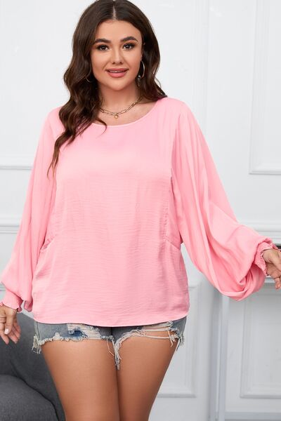 Stylish Plus Size Lantern Sleeve Pink Resort Top for Women - Flowy Vacation Blouse for Beach, Cruise & Summer Outfits