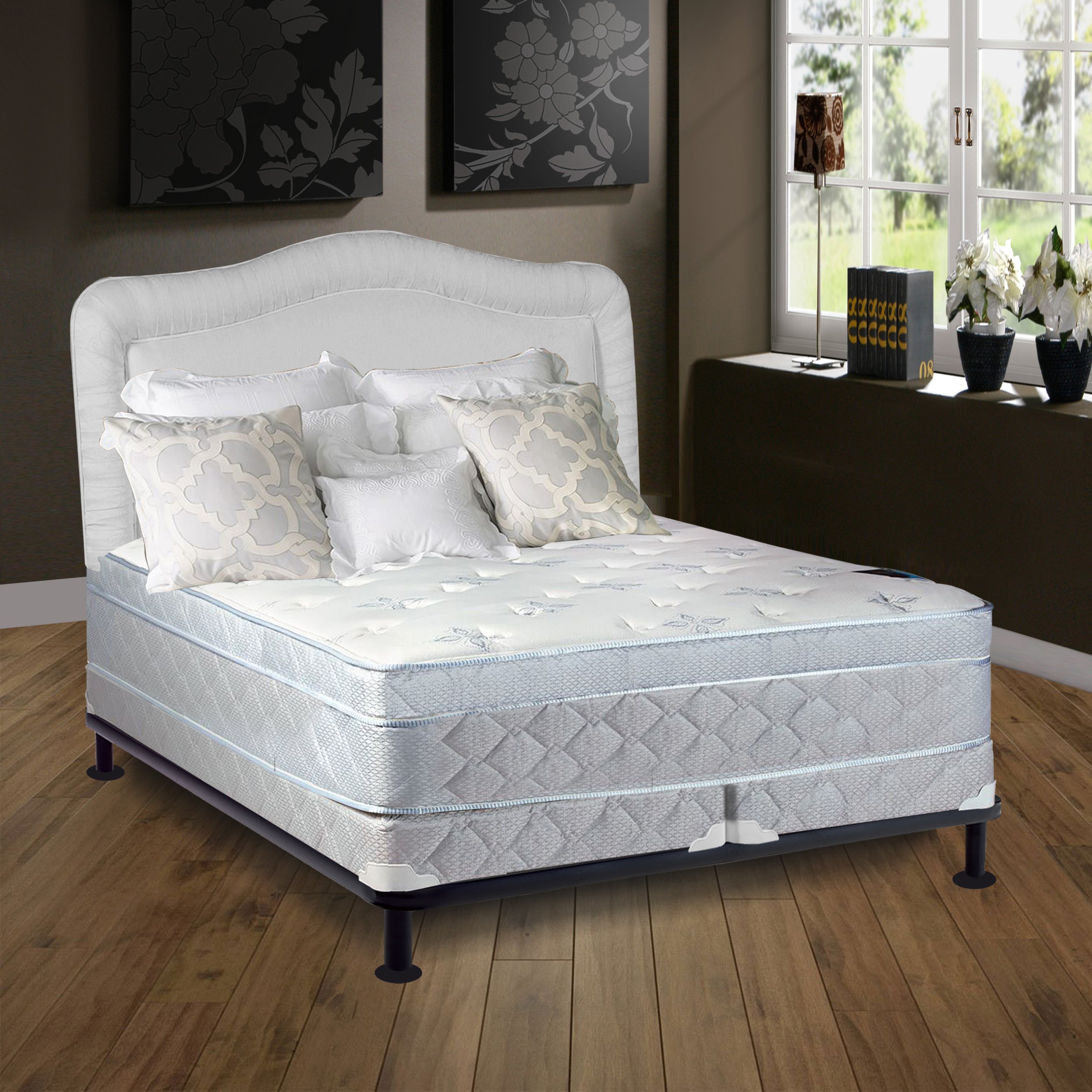Low Profile Split Wood Traditional Box Spring Foundation for Mattress Set - Sturdy Bed Base Support for Queen, King & Full Size Beds - Perfect for Bedroom, Guest Room & Dormitory Use
