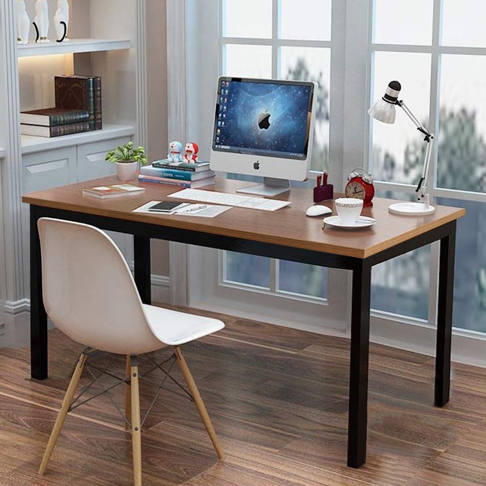BIBOC 24X48 Inches Computer Desk & Dining Table - Sturdy Composite Wood Office Desk with Walnut & Black Legs - Perfect for Home Office, Study Room, or Small Space Workstation