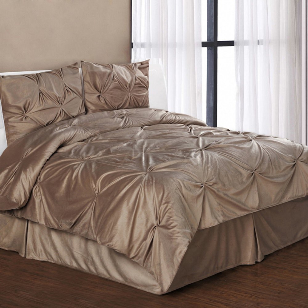 Luxury Pintuck Plush 3-Piece Comforter Set - Queen Size Bedding with Pillow Shams - Soft Microfiber for Cozy Bedroom Decor & Guest Room Essentials