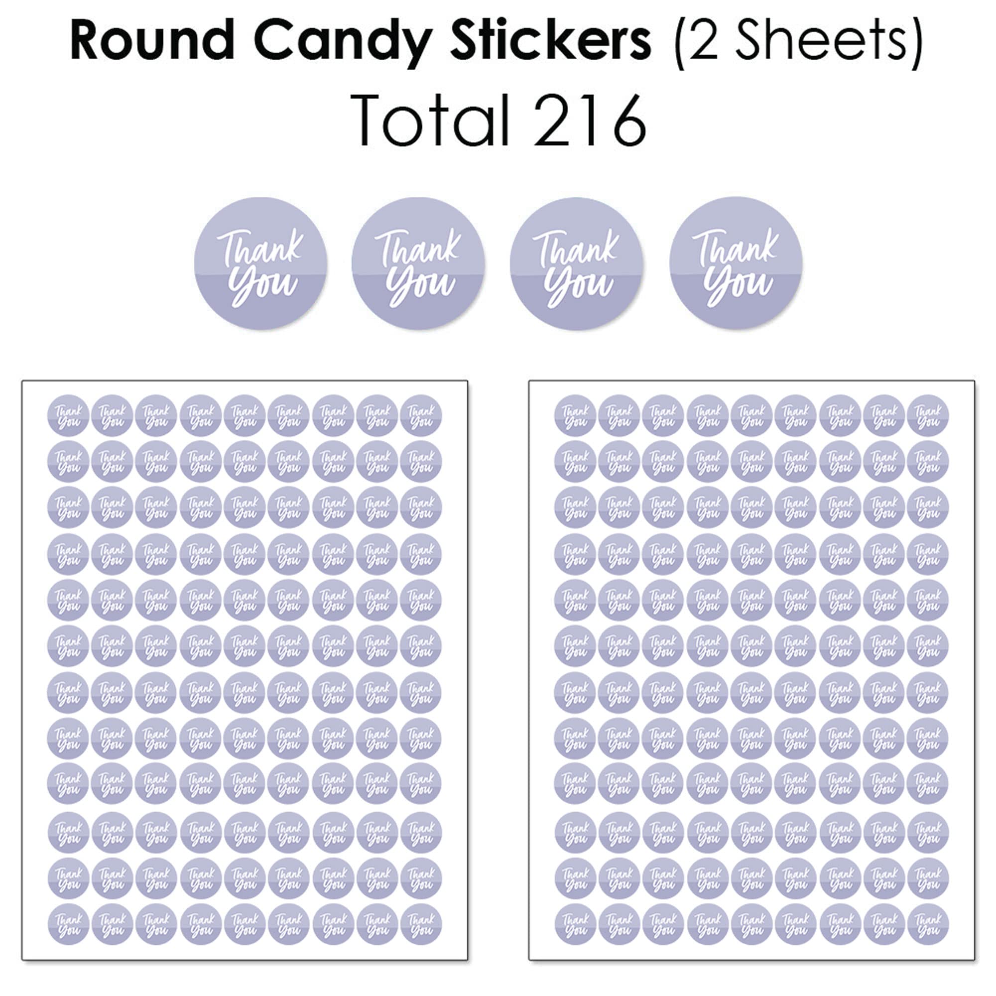 Elegant Mini Candy Bar Wrappers & Circle Stickers - 304-Piece Party Favor Kit for Weddings, Baby Showers & Birthday Celebrations | Purple Simple Design by Big Dot of Happiness